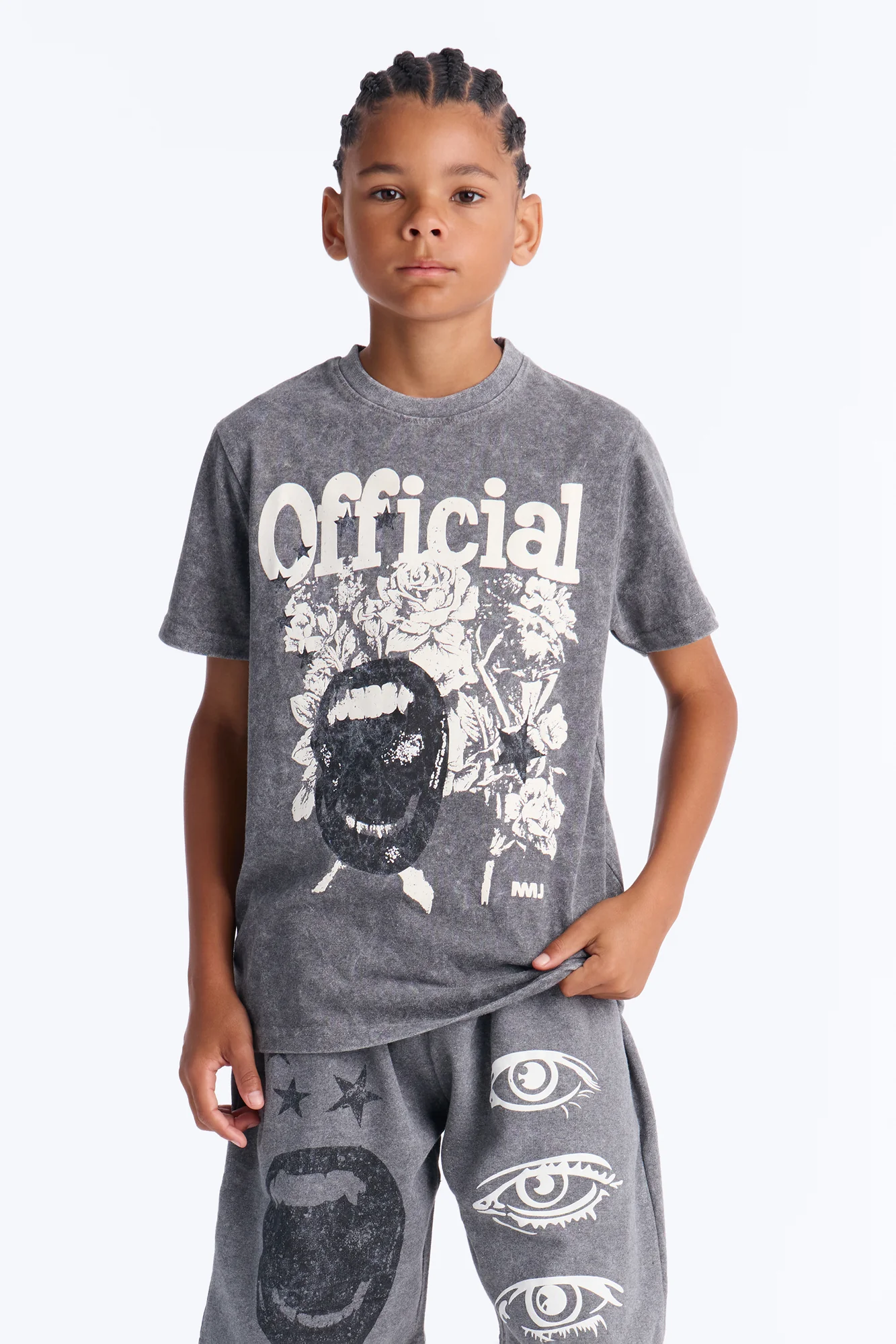 Mini In Your Eyes Fleece Short Set - Grey