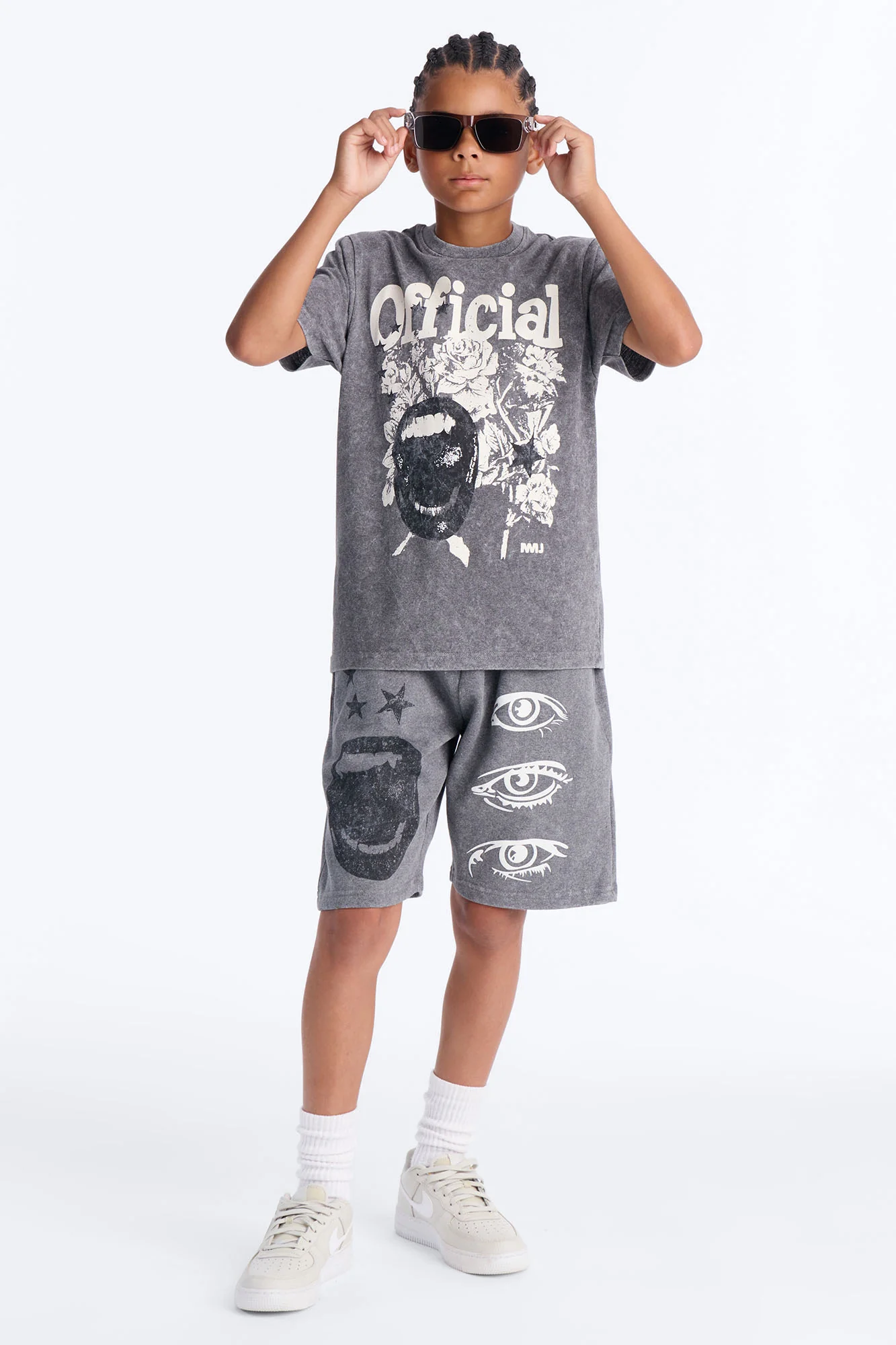 Mini In Your Eyes Fleece Short Set - Grey - Image 2