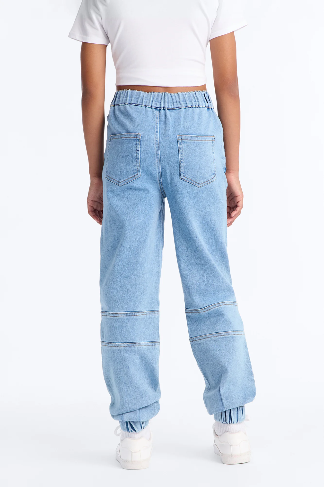 Mini Into It Cargo Denim Jogger - Light Wash - Image 4