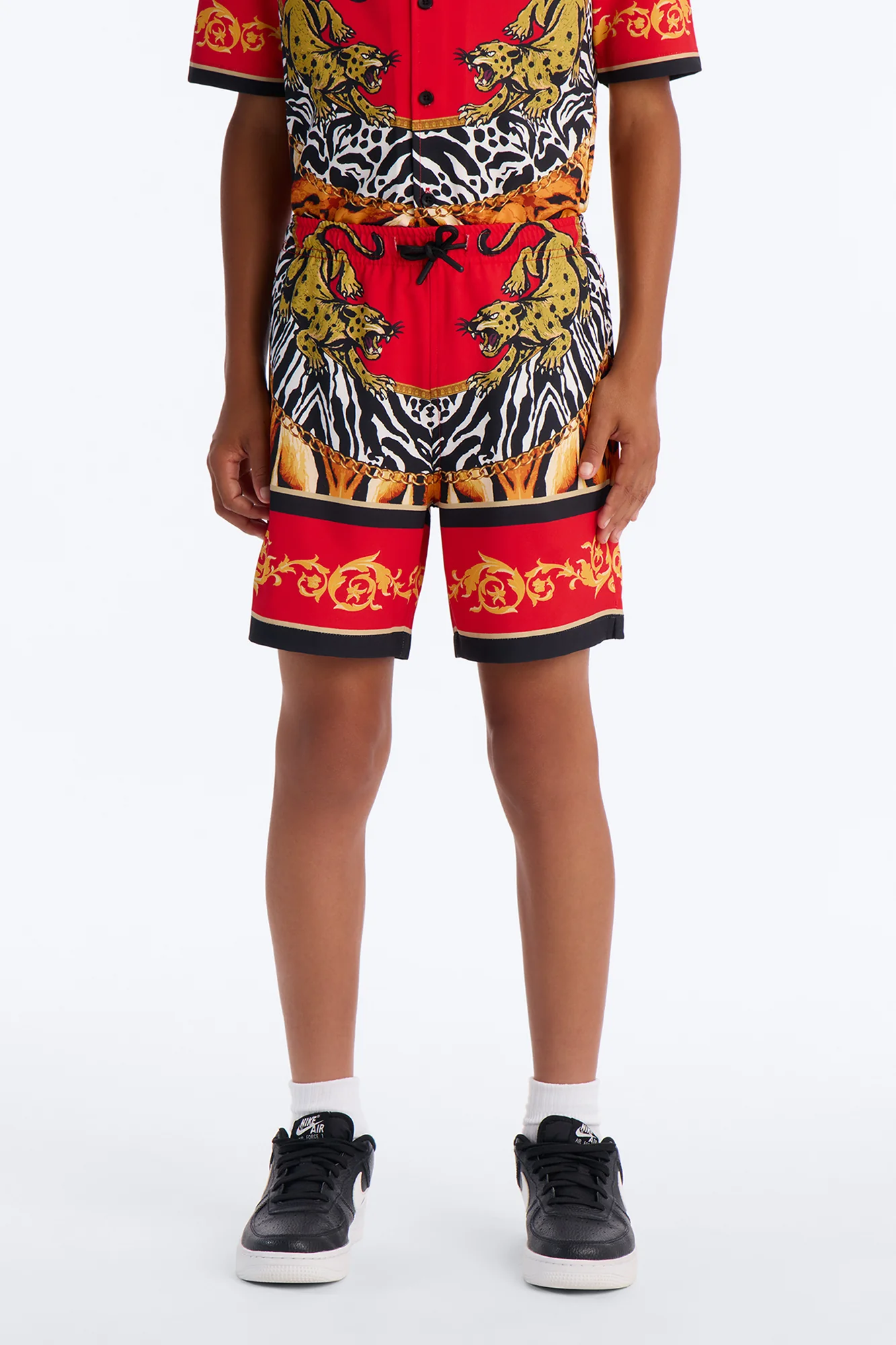Mini Jungle Royale Baroque Swim Trunk - Red