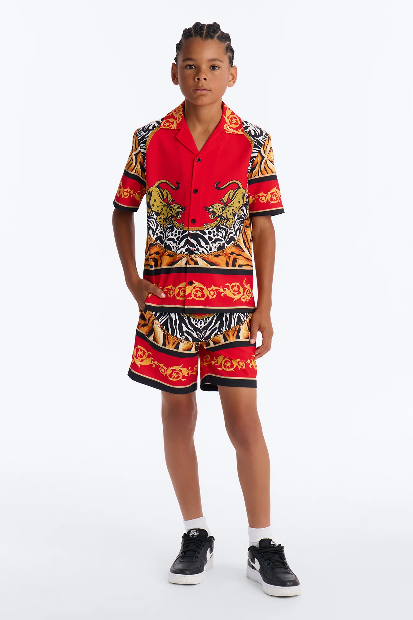 Mini Jungle Royale Baroque Swim Trunk - Red - Image 2