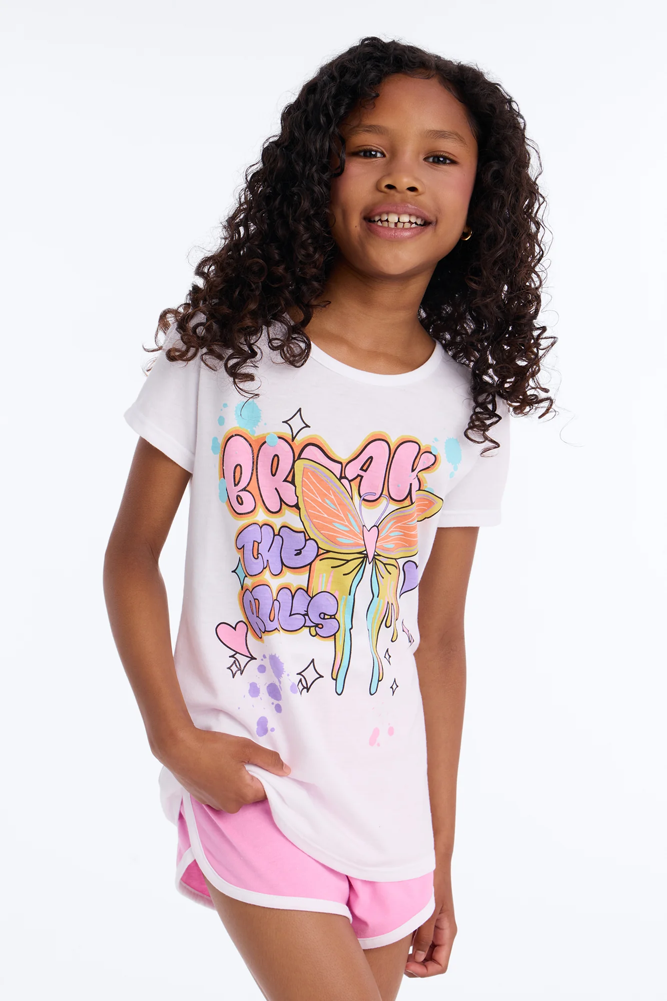 Mini Just Break The Rules Short Set - White/Pink - Image 2