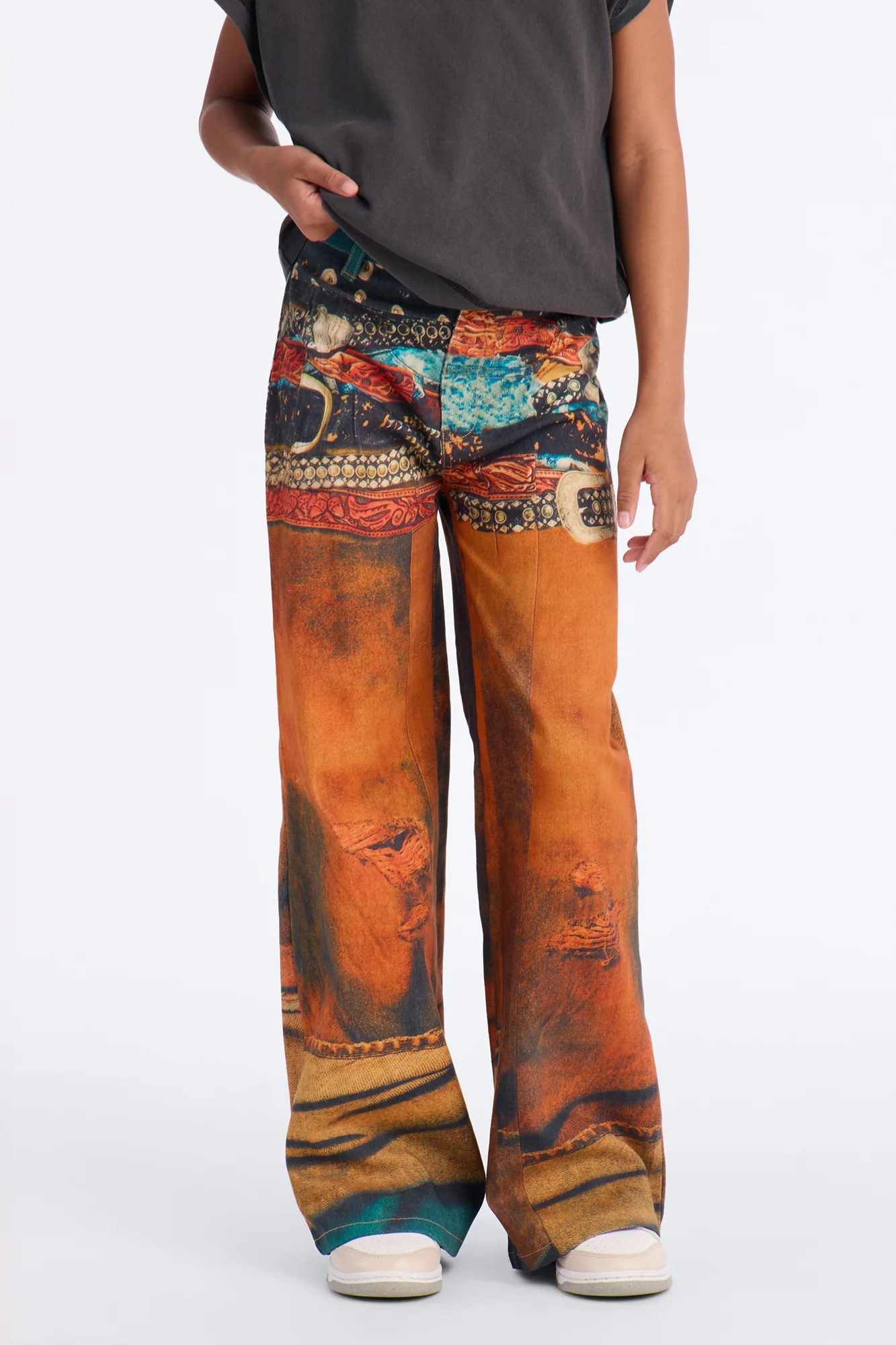 Mini Just Kidding Graphic Jeans - Orange/combo