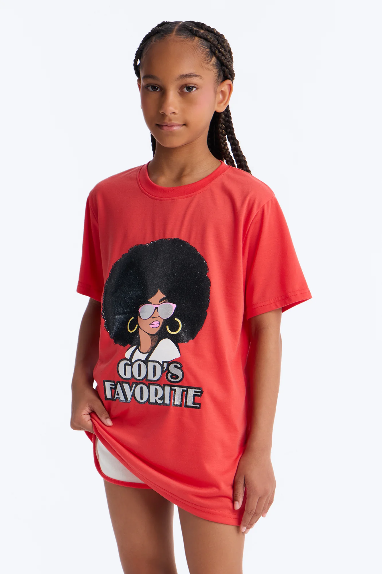 Mini Just Know I'm God's Favorite Short Set - Red/combo - Image 2