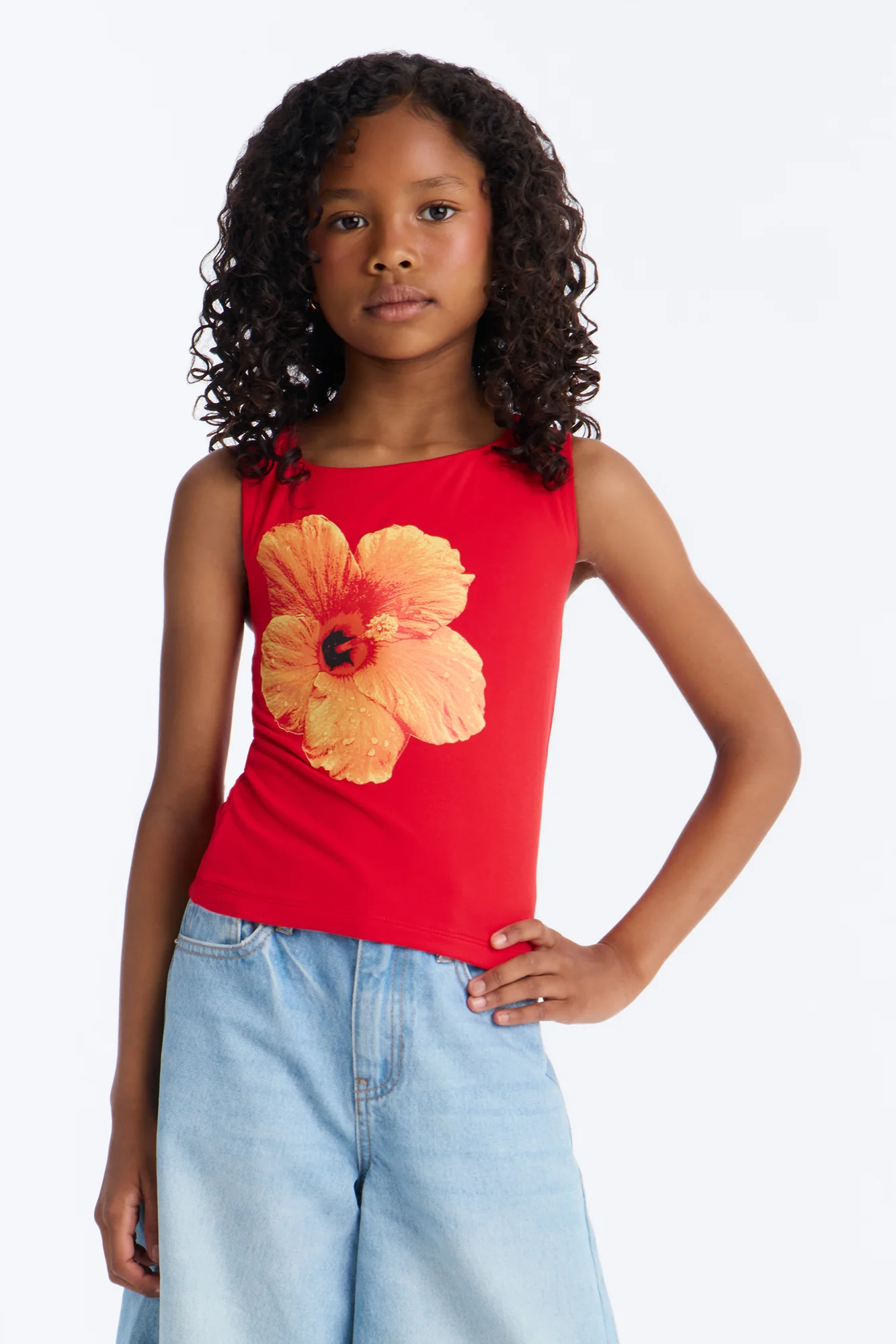 Mini Kailani Floral Tank Top - Red