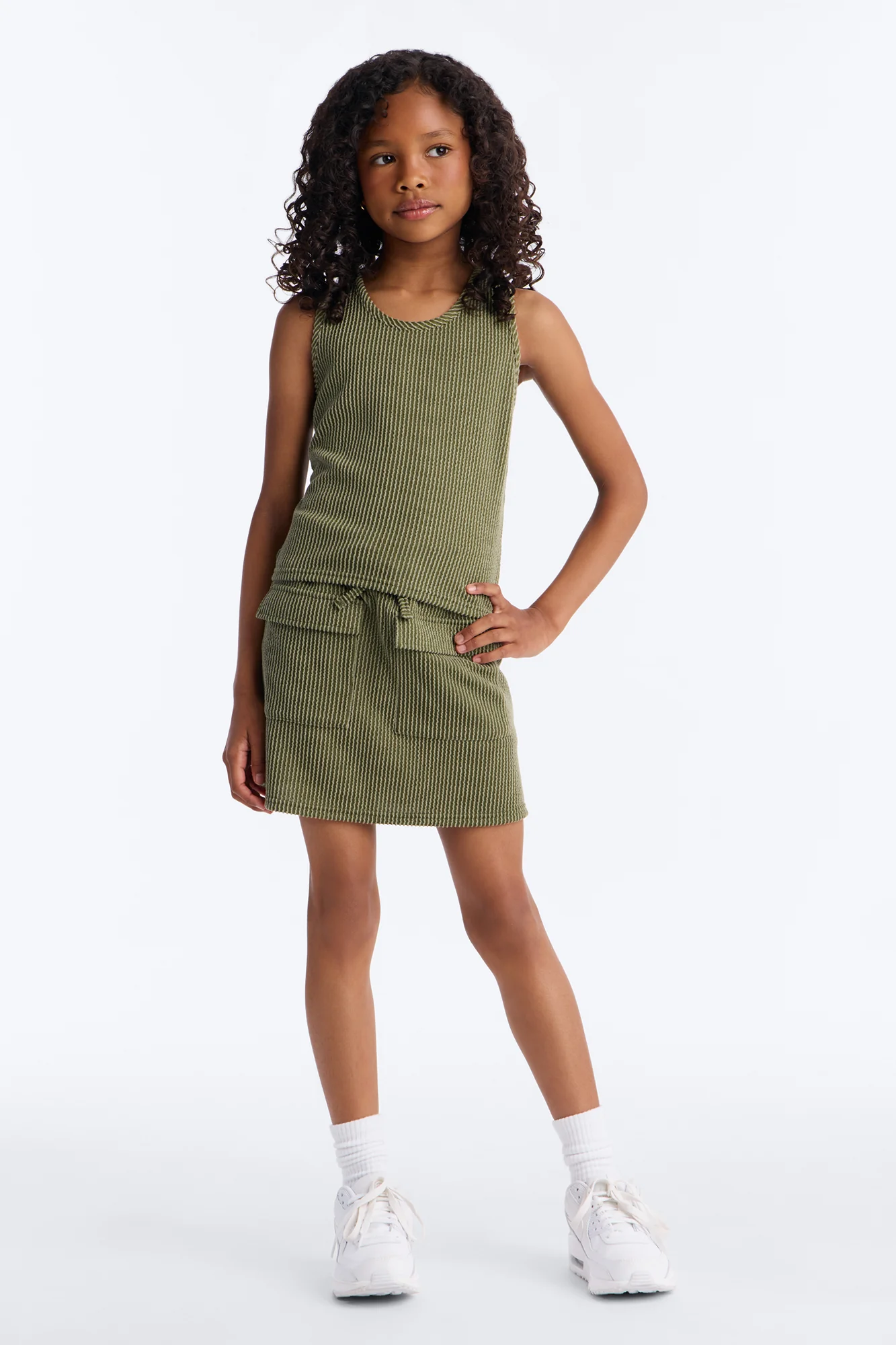 Mini Keep It Up Cargo Skirt Set - Olive