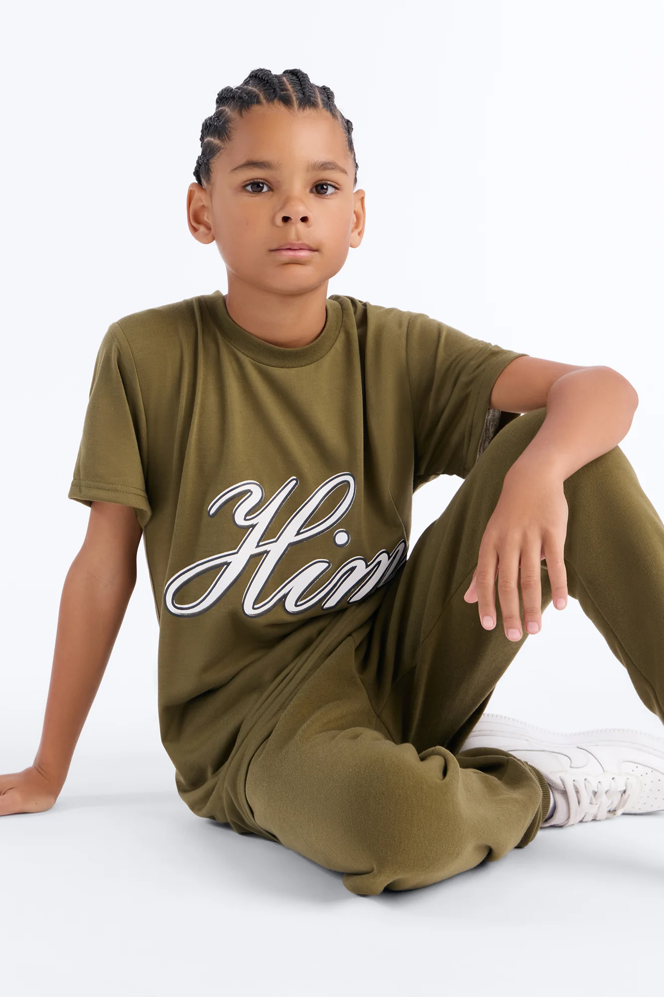 Mini Him Doing Big Things Jogger Pant Set - Olive/combo - Image 3