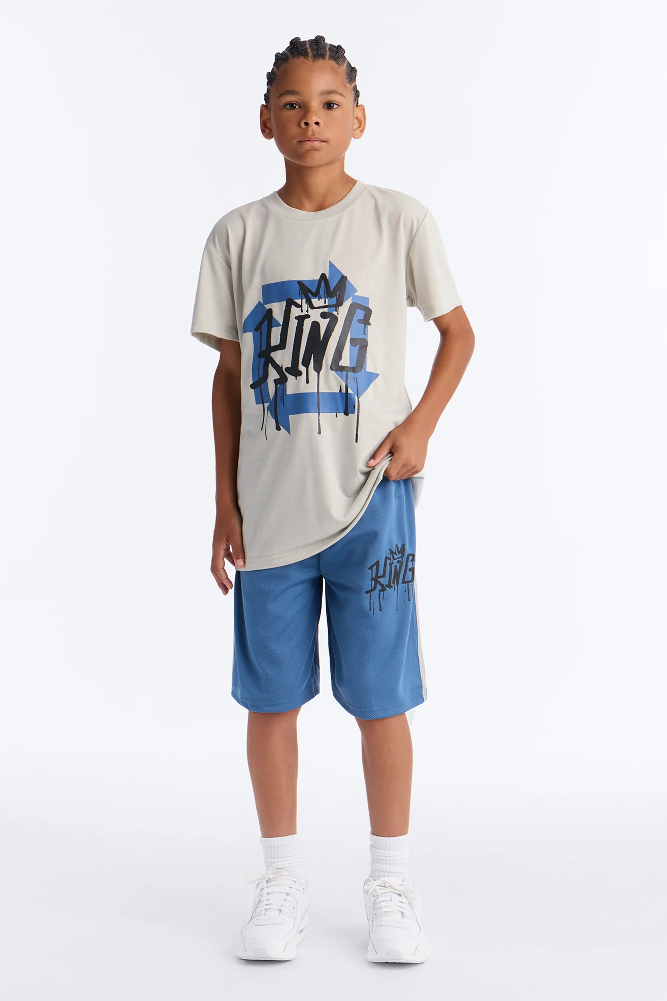 Mini King For Life Short Set - Grey/combo