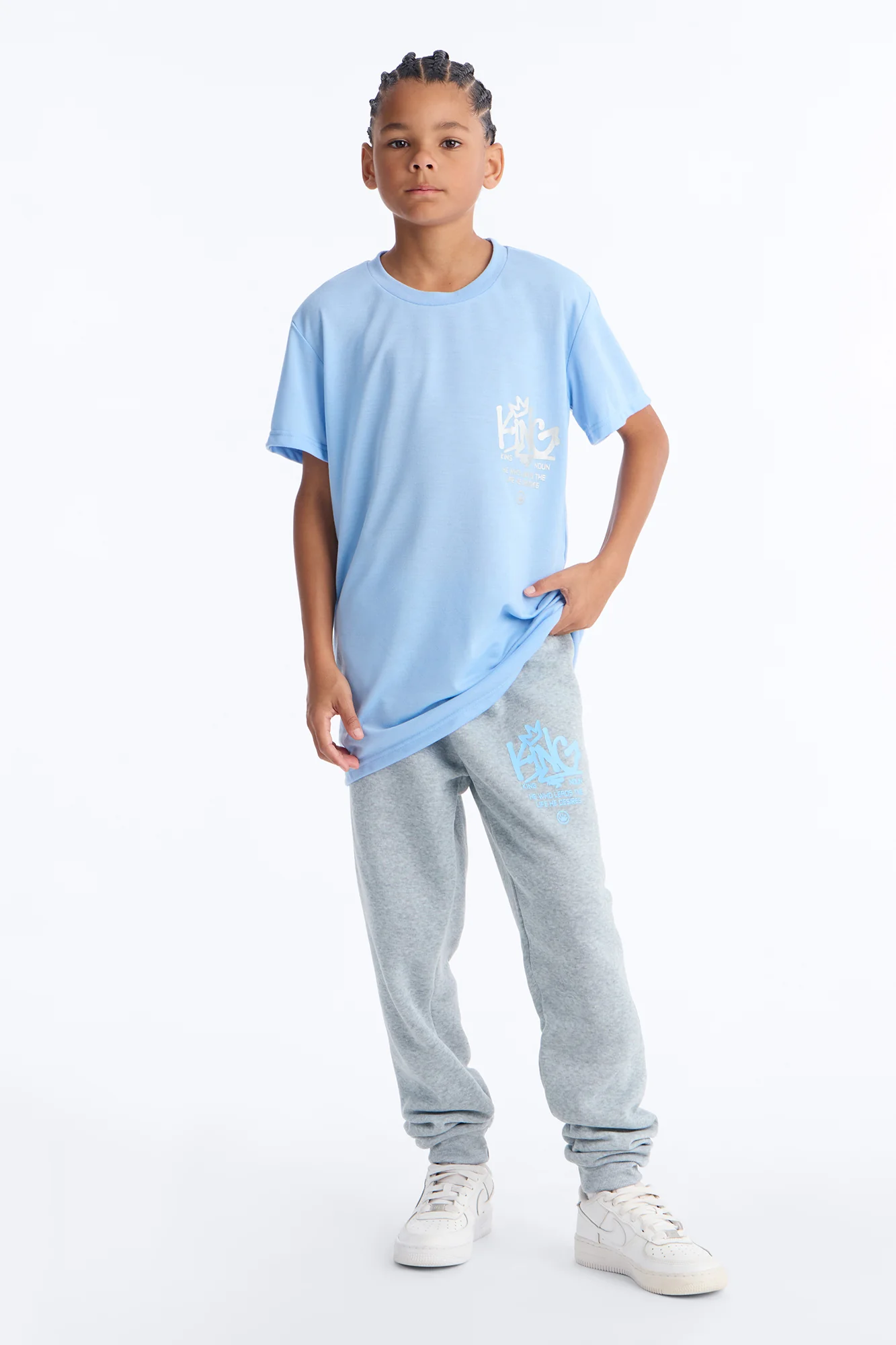 Mini King Of All Things Jogger Pant Set - Grey/combo