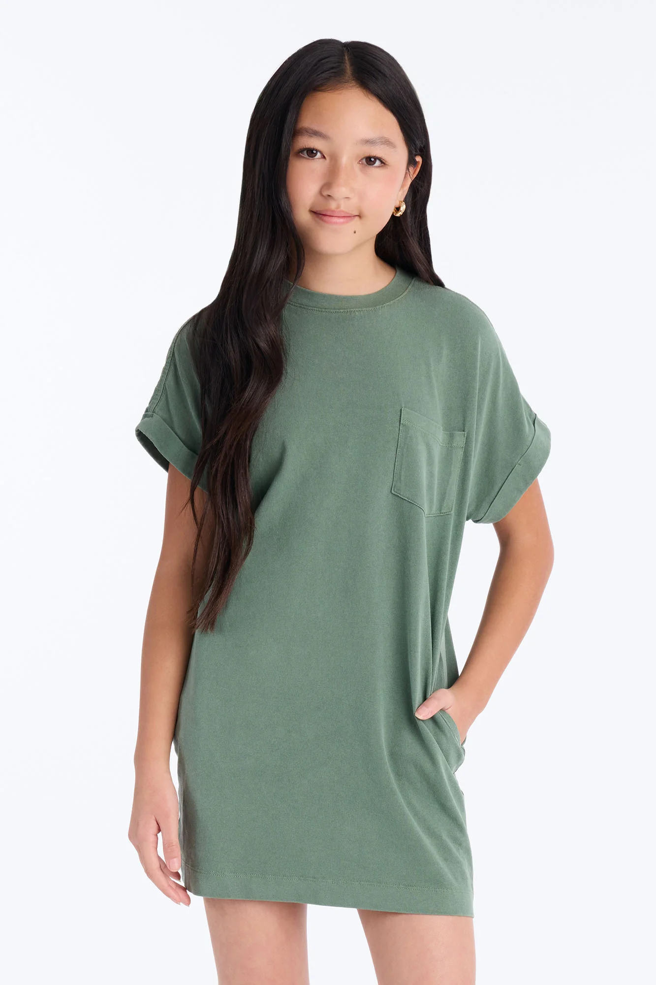 Mini Krystal TShirt Dress - Green - Image 2