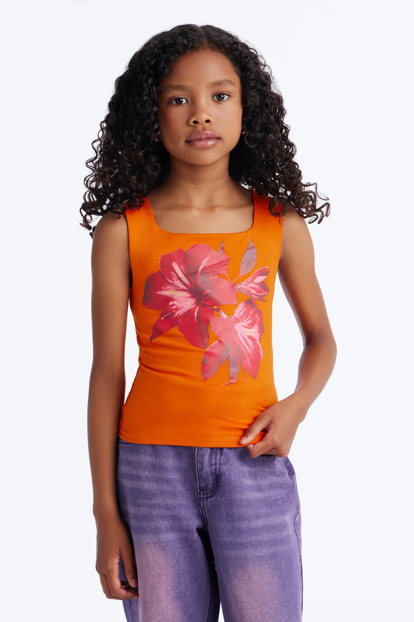 Mini Lana Floral Tank Top - Peach