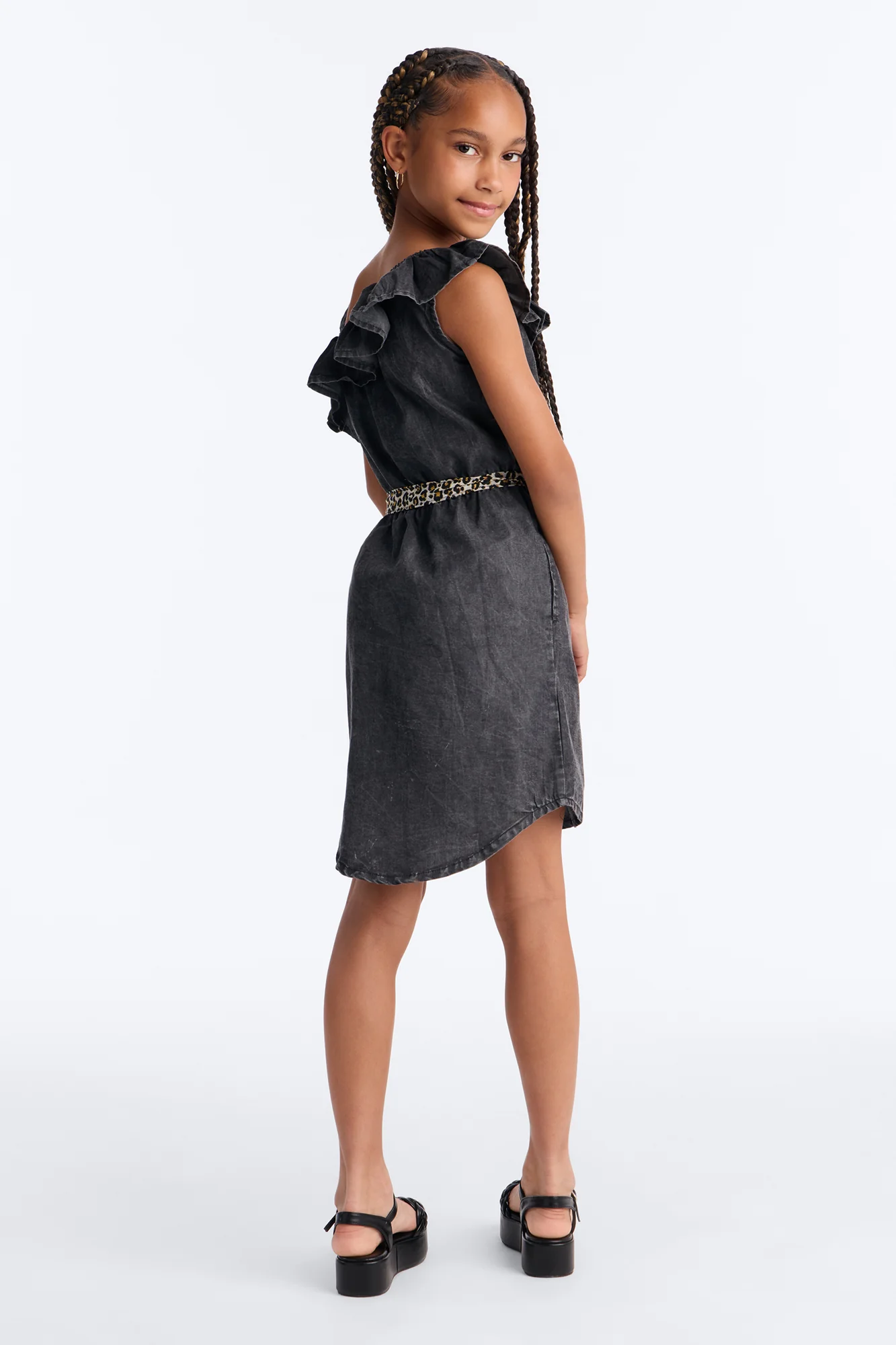 Mini Let's Celebrate One Shoulder Dress - Black Wash - Image 4