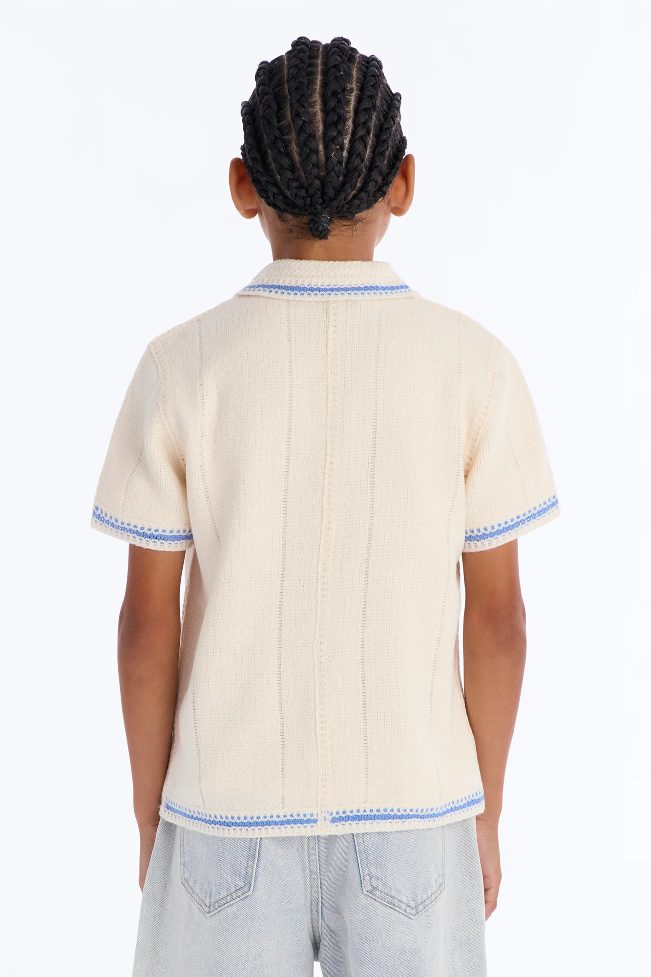 Mini Lido Isle Crochet Button Up Shirt - Cream - Image 4