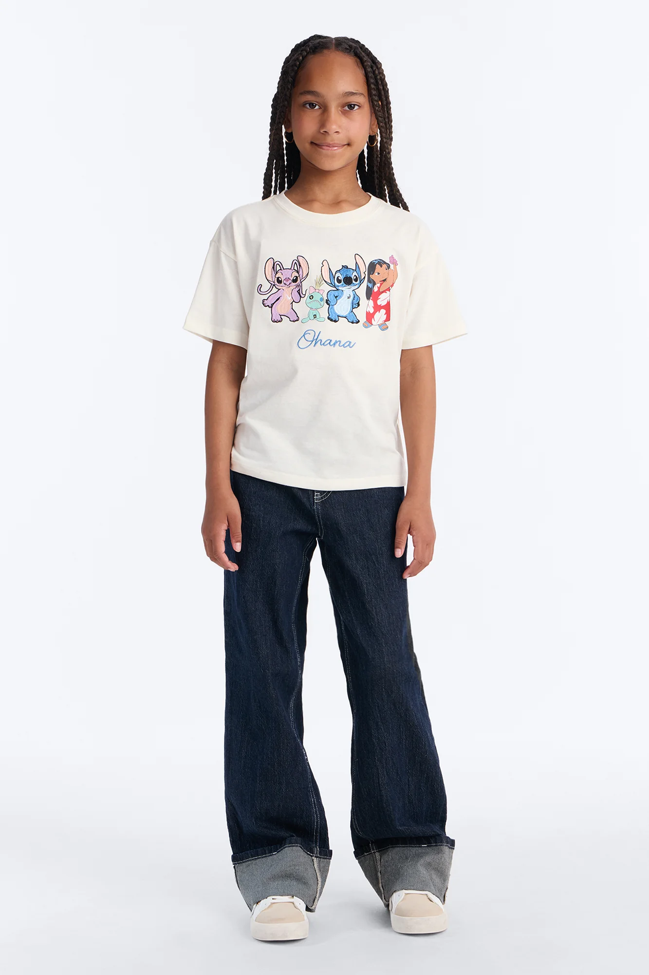 Mini Lilo And Stitch Ohana Front/Back Short Sleeve Tee - Ivory - Image 2