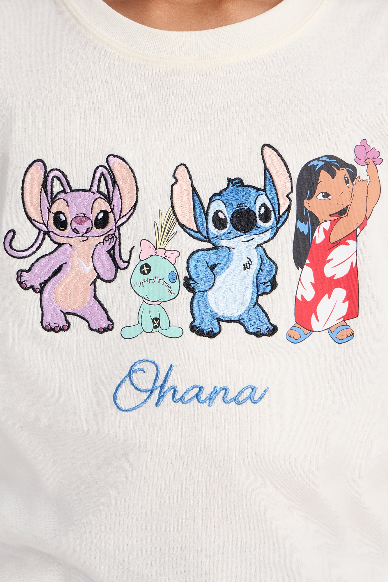 Mini Lilo And Stitch Ohana Front/Back Short Sleeve Tee - Ivory - Image 3