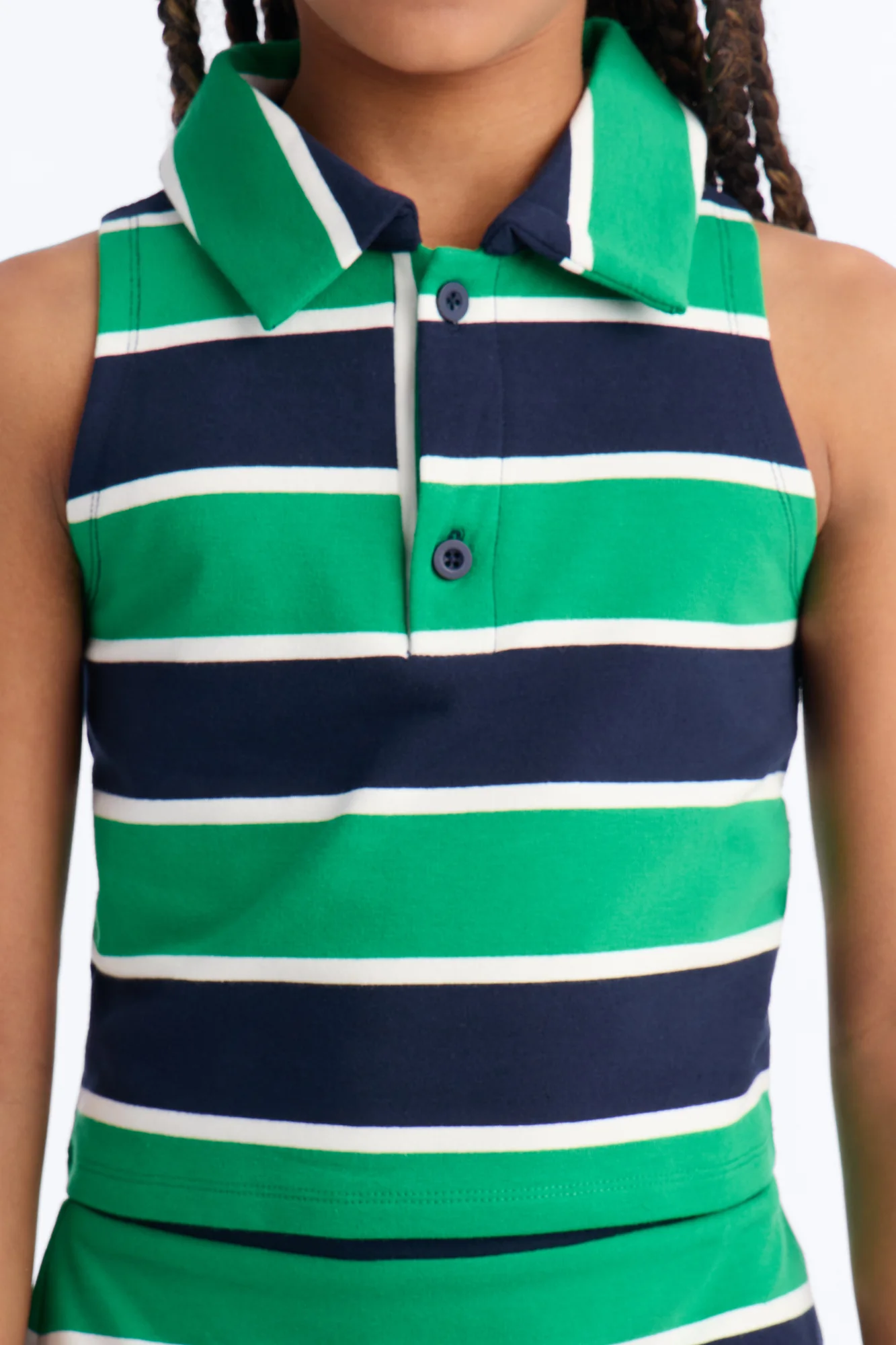 Mini Lindsay Sleeveless Striped Skirt Set - Kelly Green - Image 3