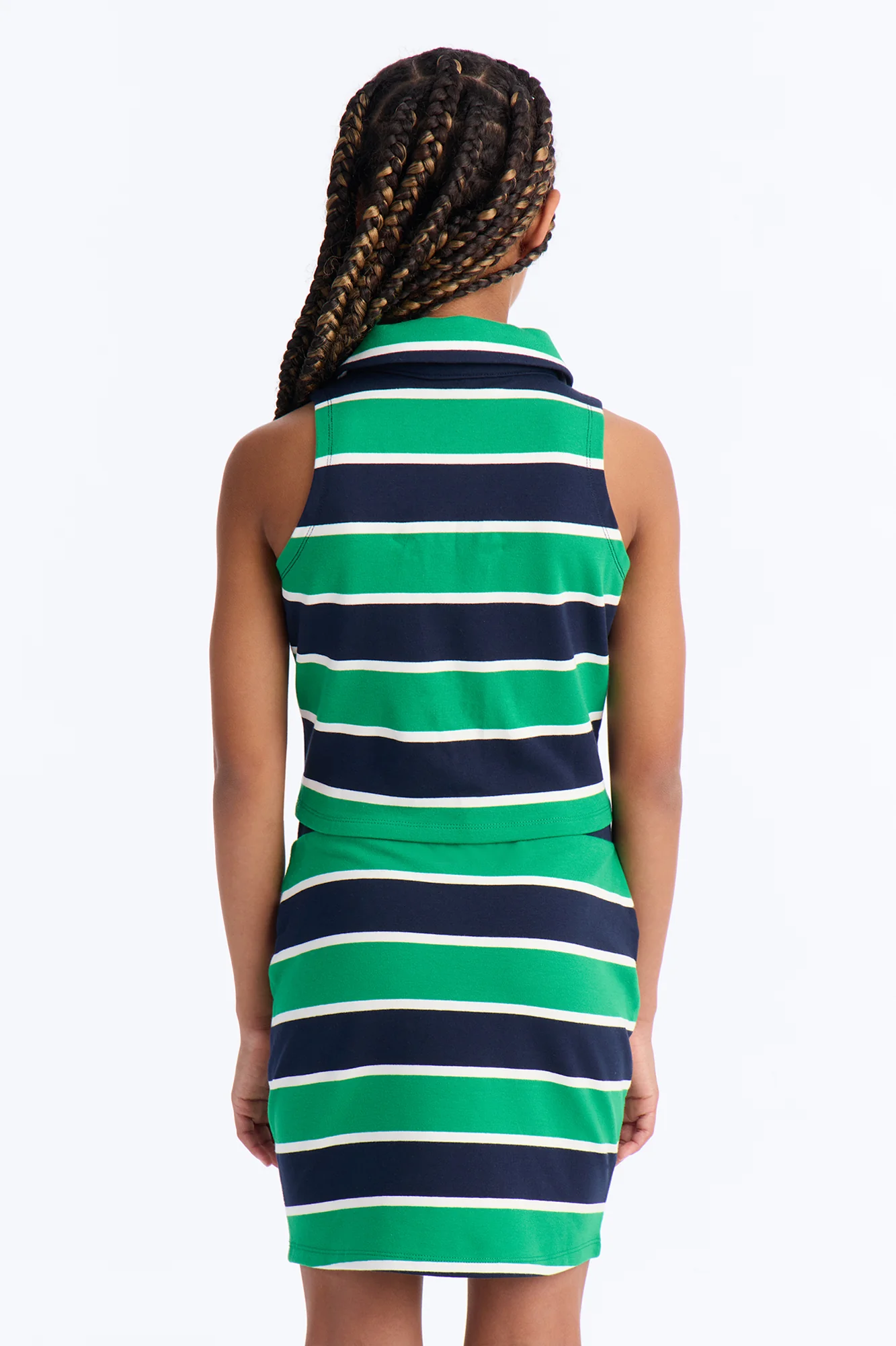 Mini Lindsay Sleeveless Striped Skirt Set - Kelly Green - Image 4