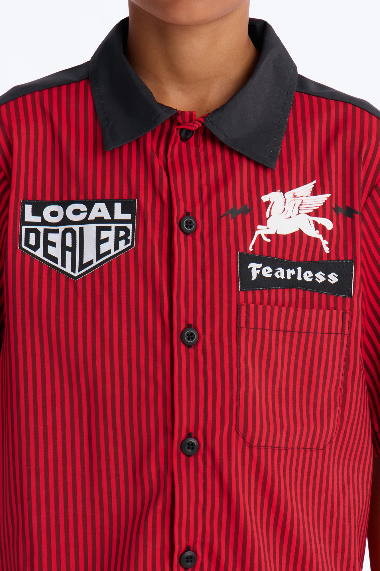 Mini Local Dealer Striped Button Up Shirt - Red - Image 4