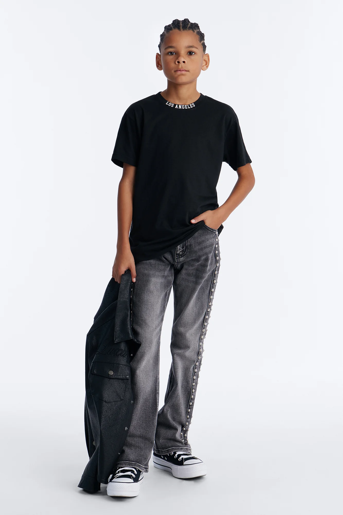Mini Los Angeles Born Short Sleeve Front/Back Tee - Black - Image 4