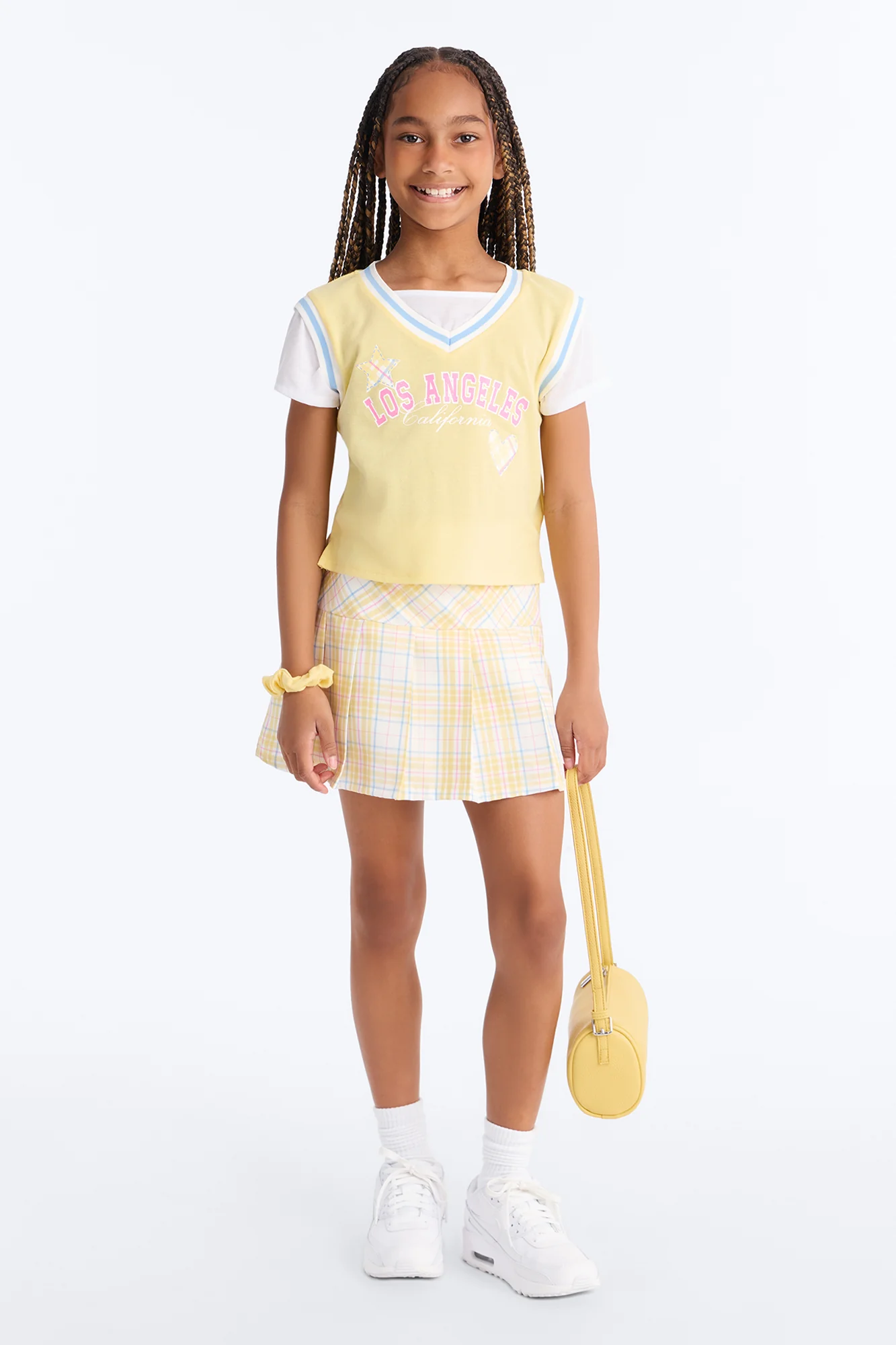 Mini Los Angeles Things Pleated Skirt Set - Yellow