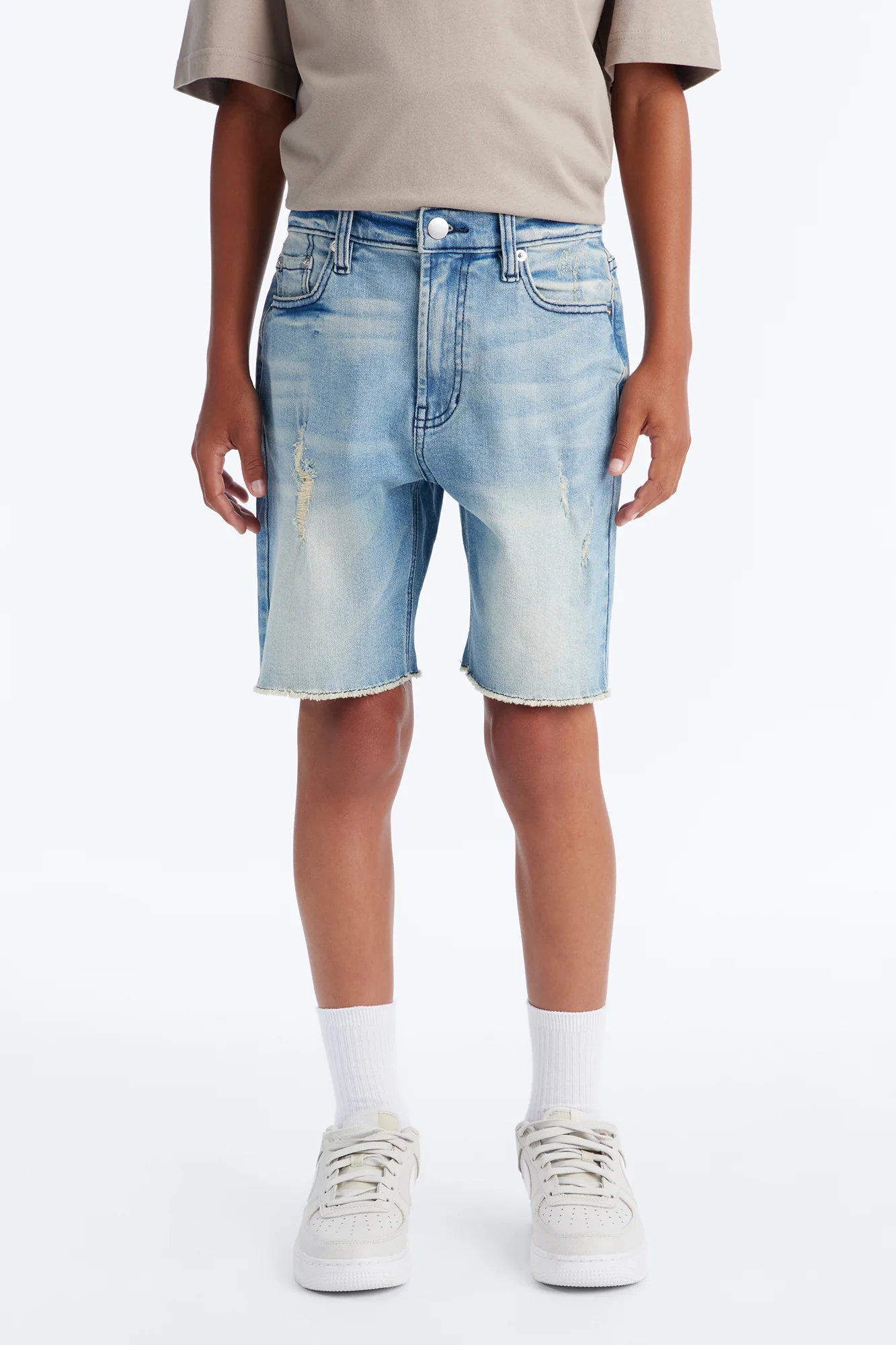 Mini Lounge Relaxed Denim Shorts - Medium Blue Wash