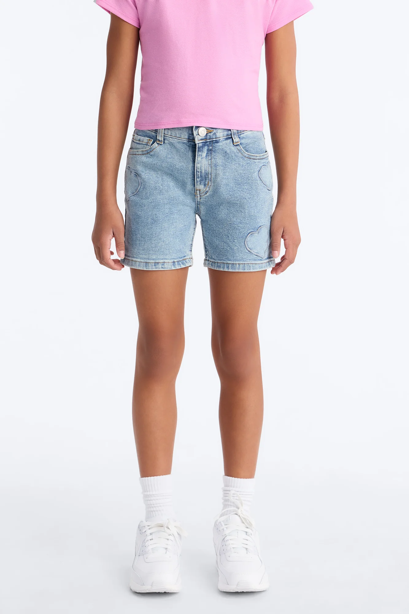 Mini Love Is All Around Denim Shorts - Medium Wash - Image 2
