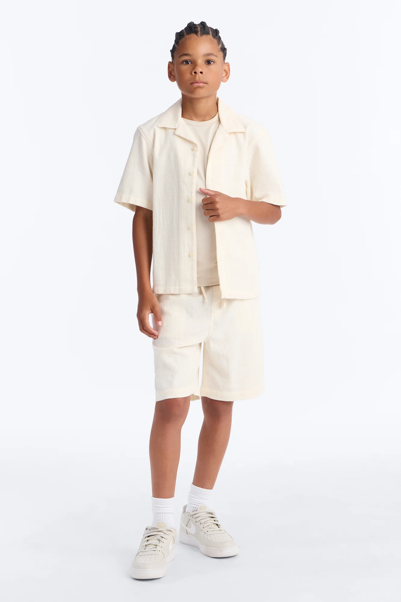 Mini Made History Textured Button Down Shirt - Cream - Image 2
