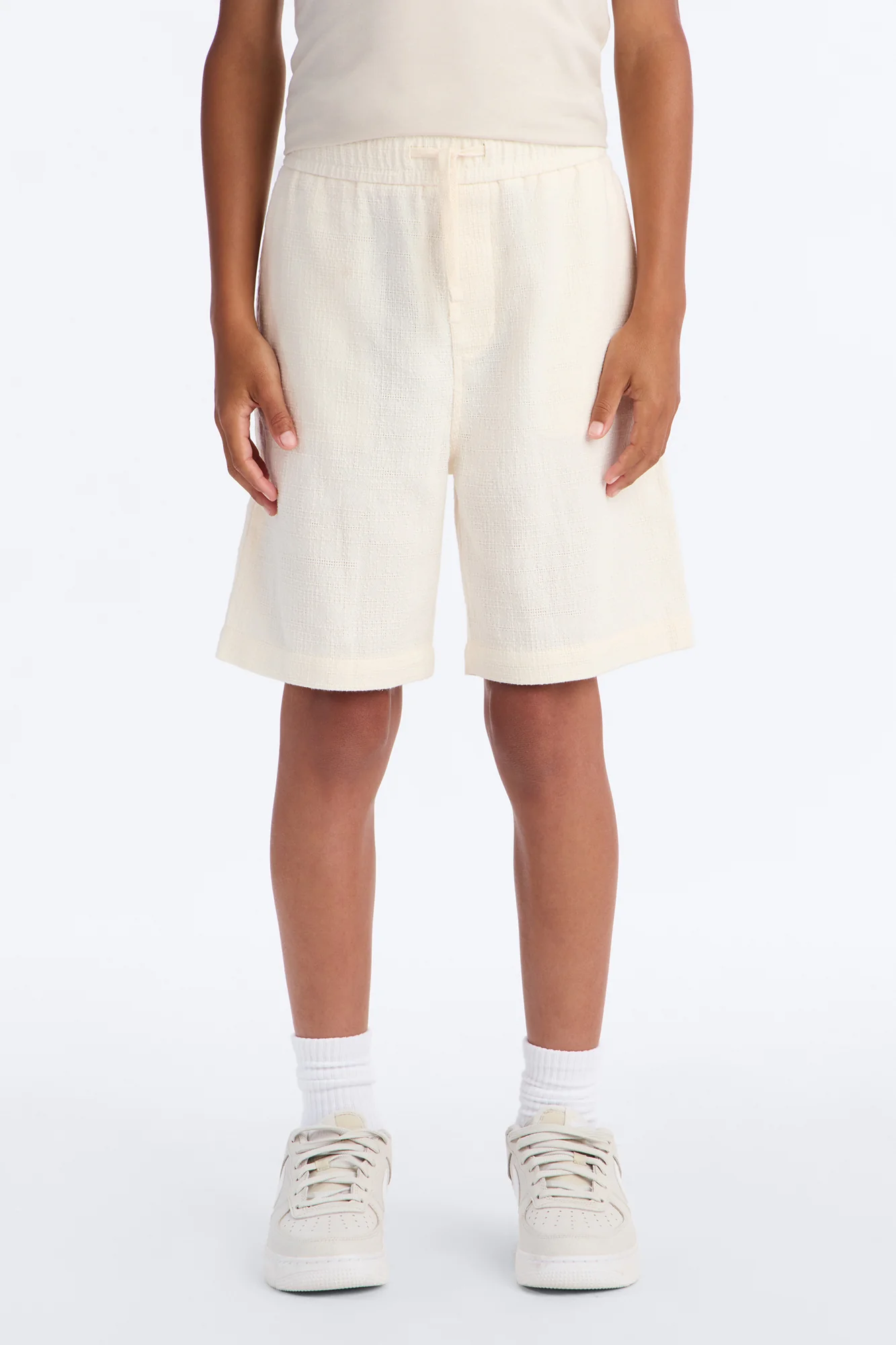 Mini Made History Textured Shorts - Cream
