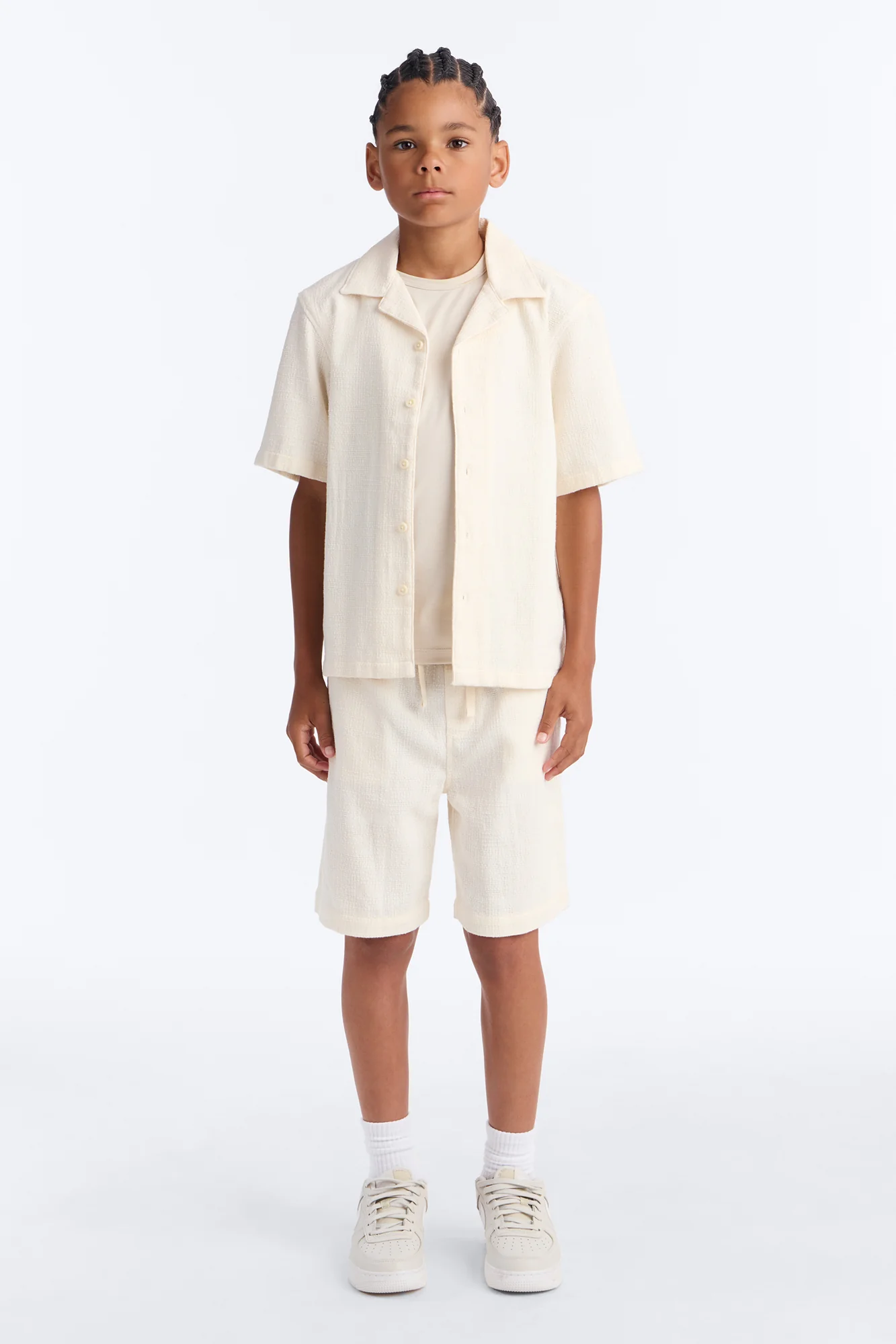 Mini Made History Textured Shorts - Cream - Image 2