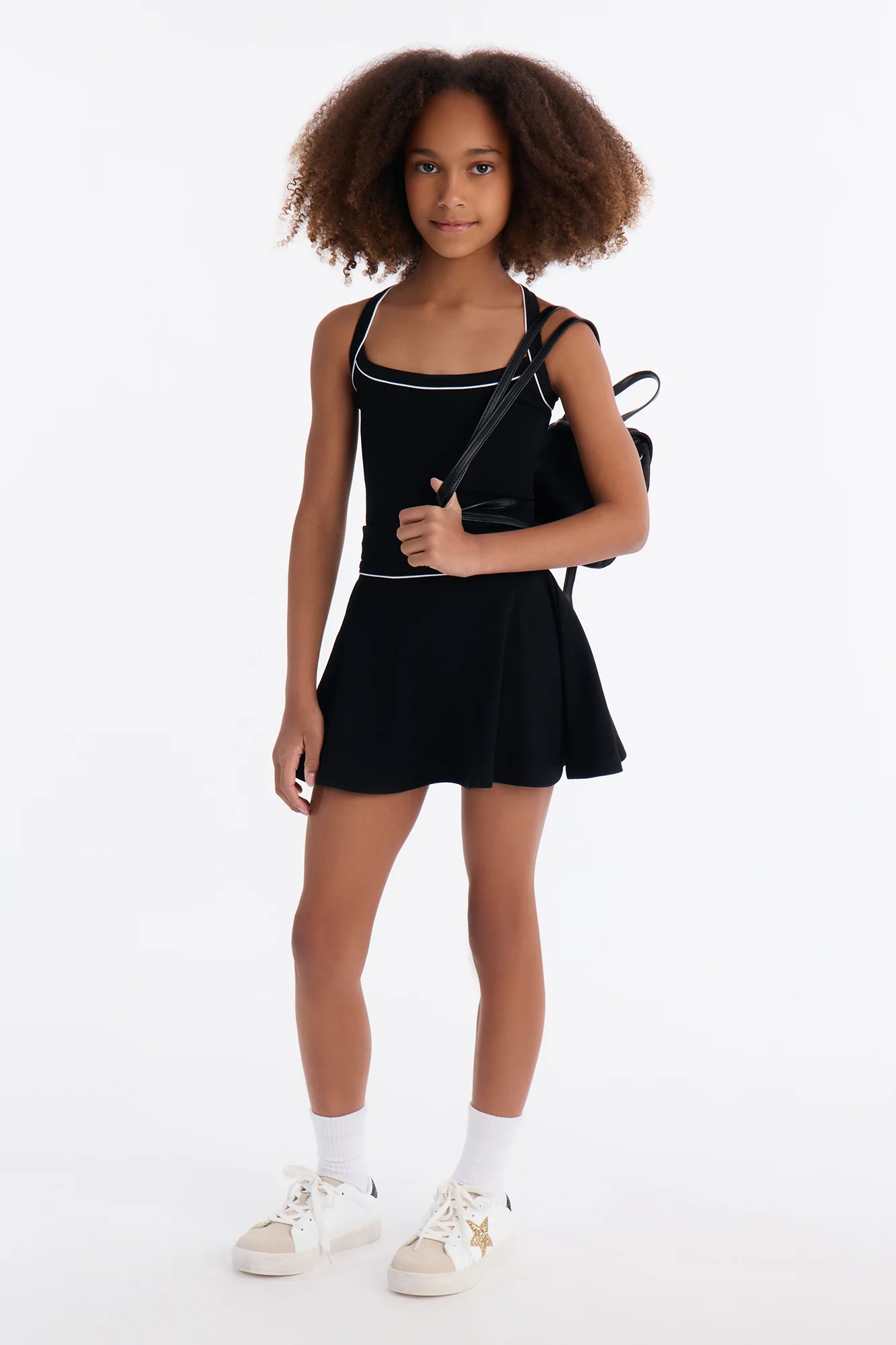 Mini Match The Vibes Ribbed Skirt Set - Black - Image 2
