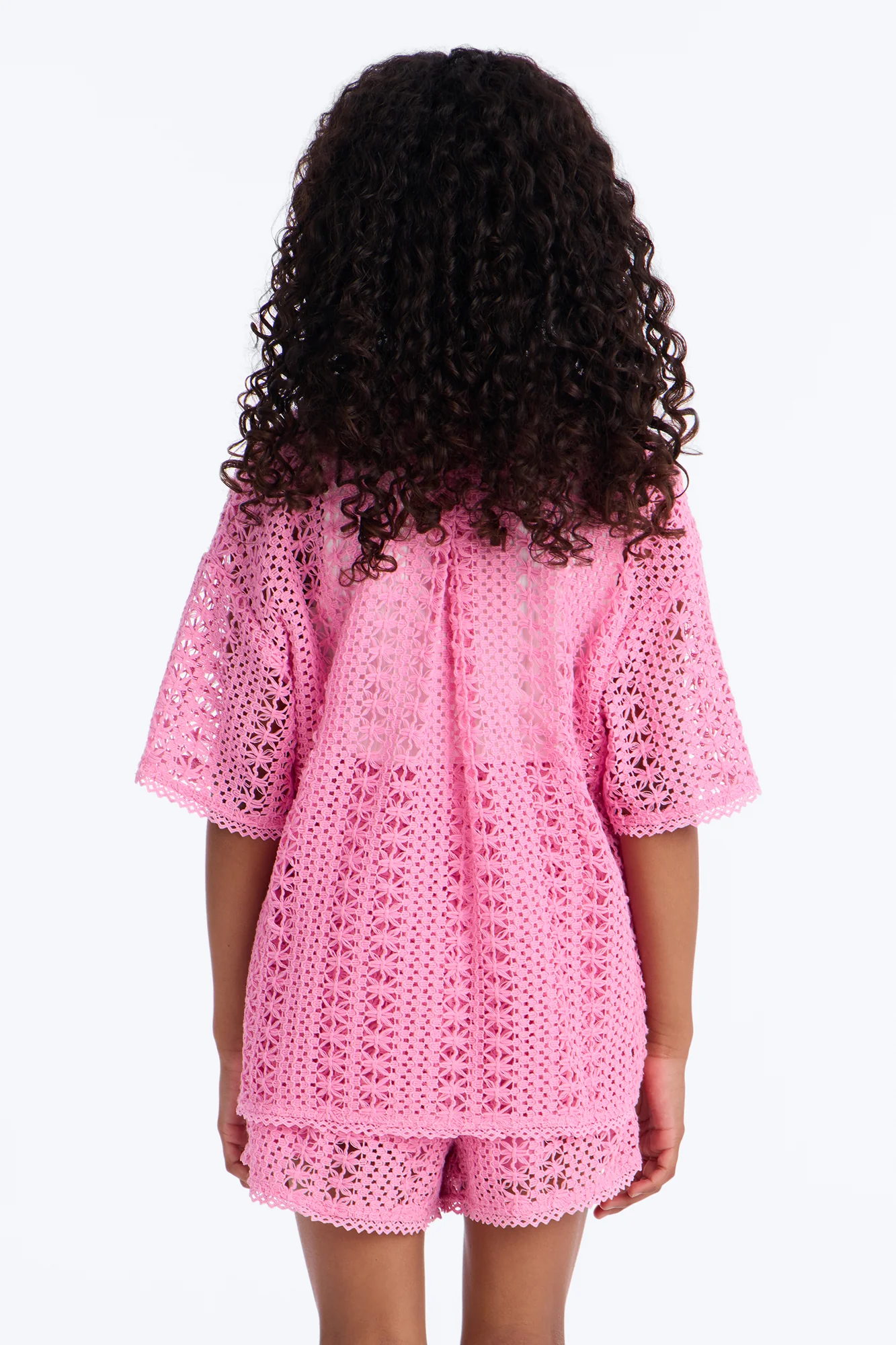 Mini Meet At Dusk Crochet Short Set - Pink - Image 5