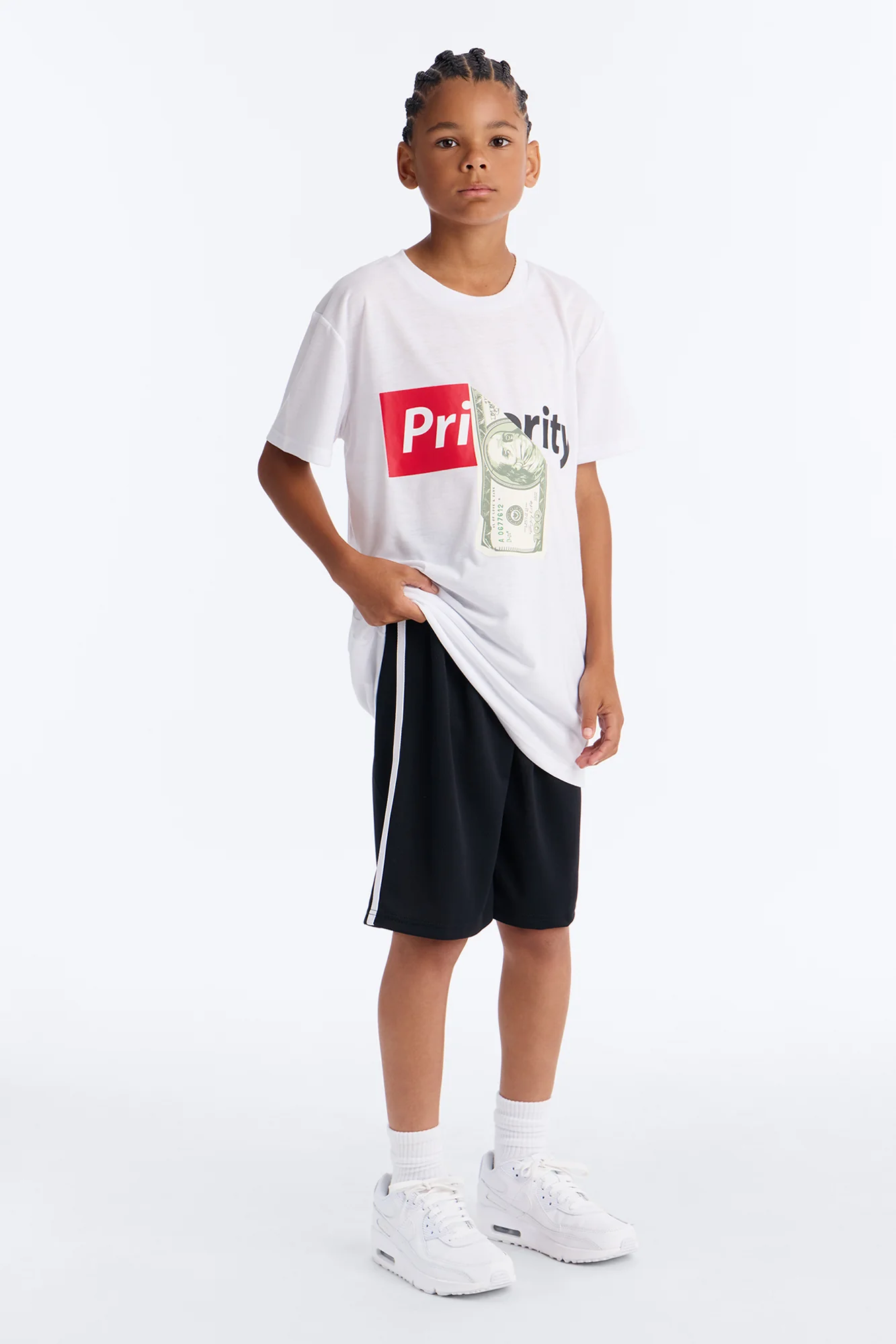 Mini Money Is My Priority Short Set - White/Black