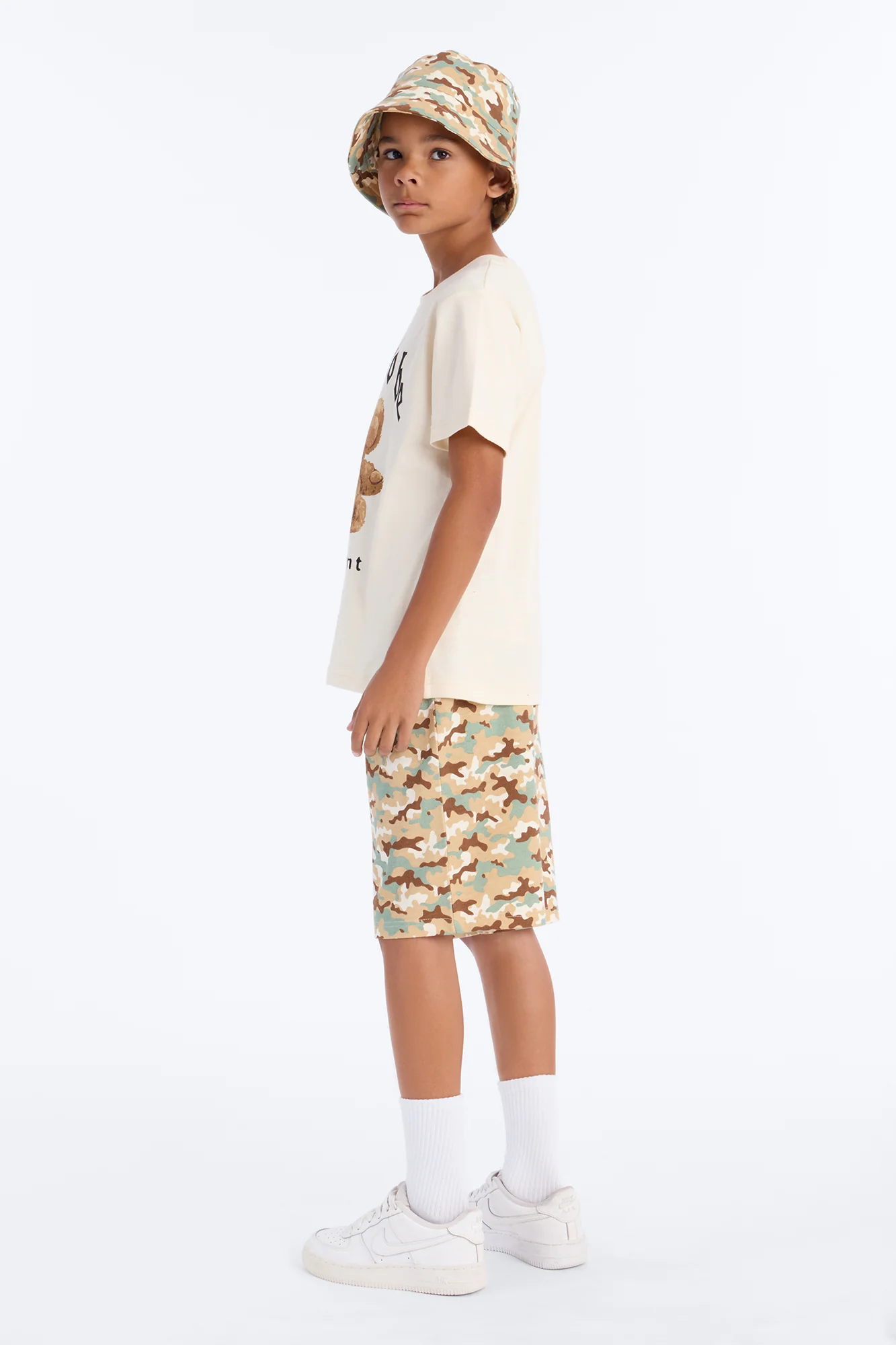 Mini Money Moves Short Set With Bucket Hat - Cream/combo - Image 4