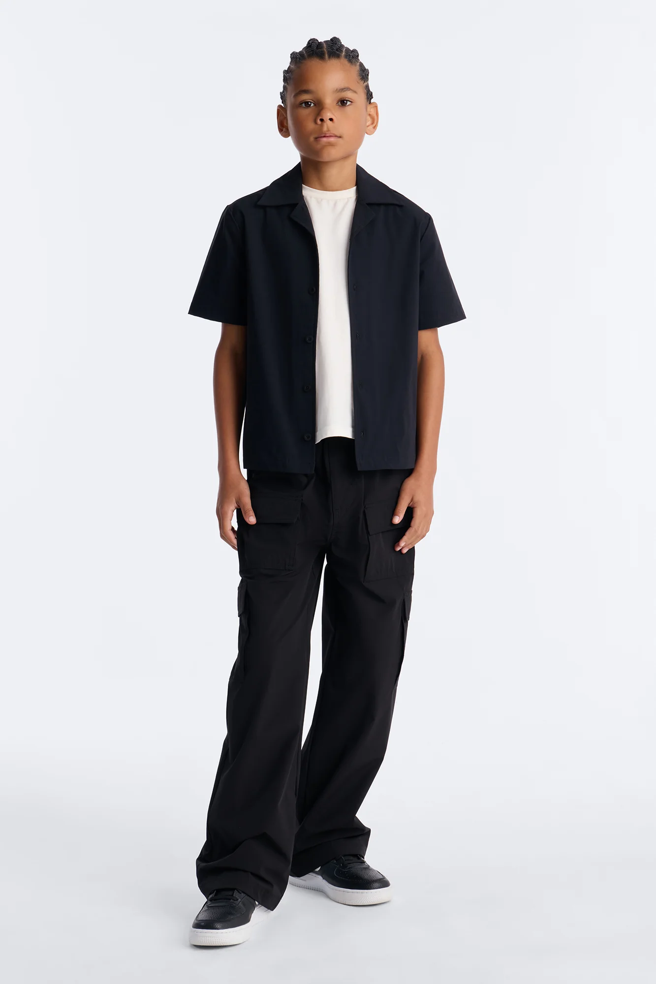 Mini Montez Cuban Collar Button Up Shirt - Black - Image 2