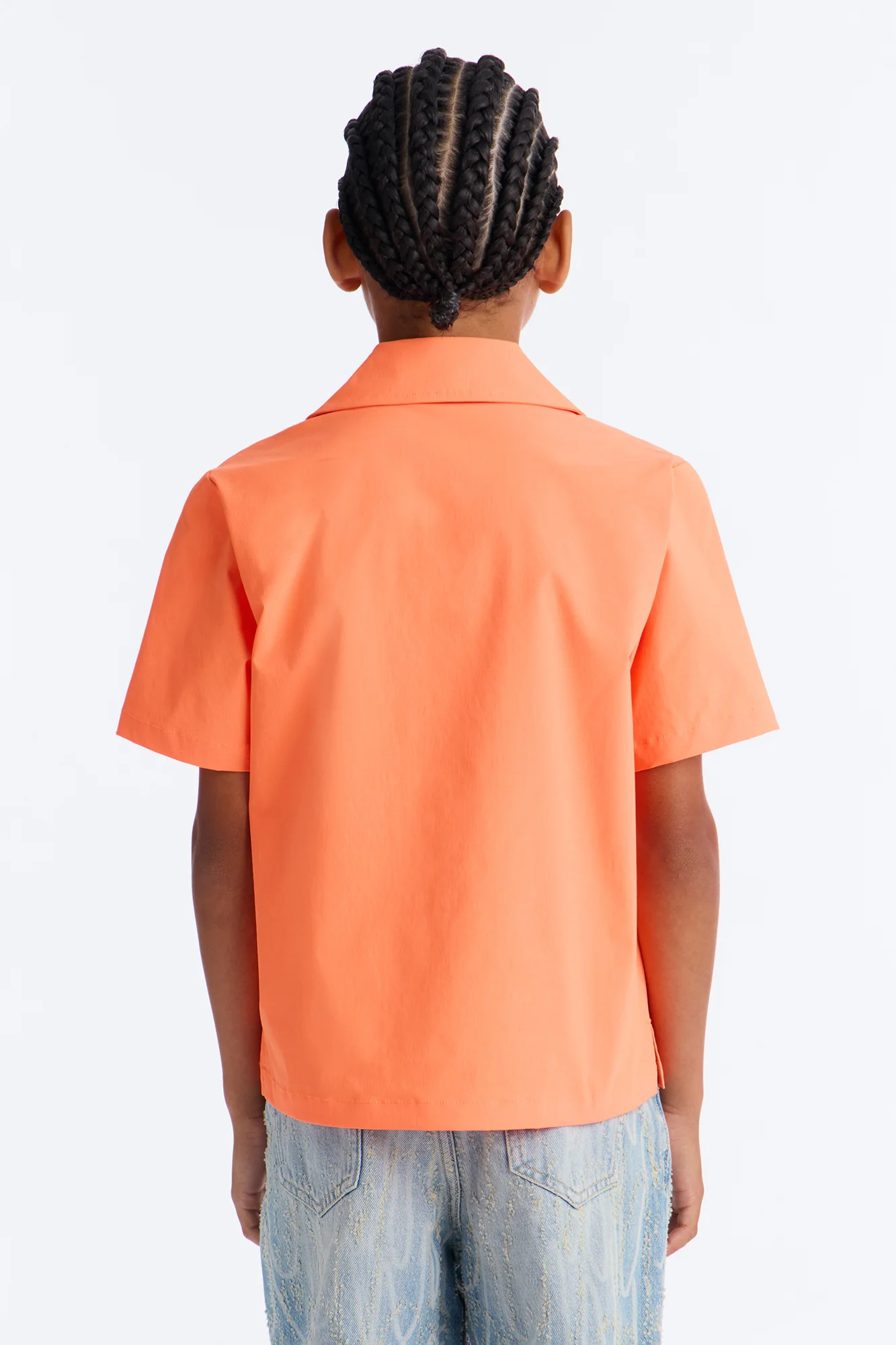 Mini Montez Cuban Collar Button Up Shirt - Orange - Image 3
