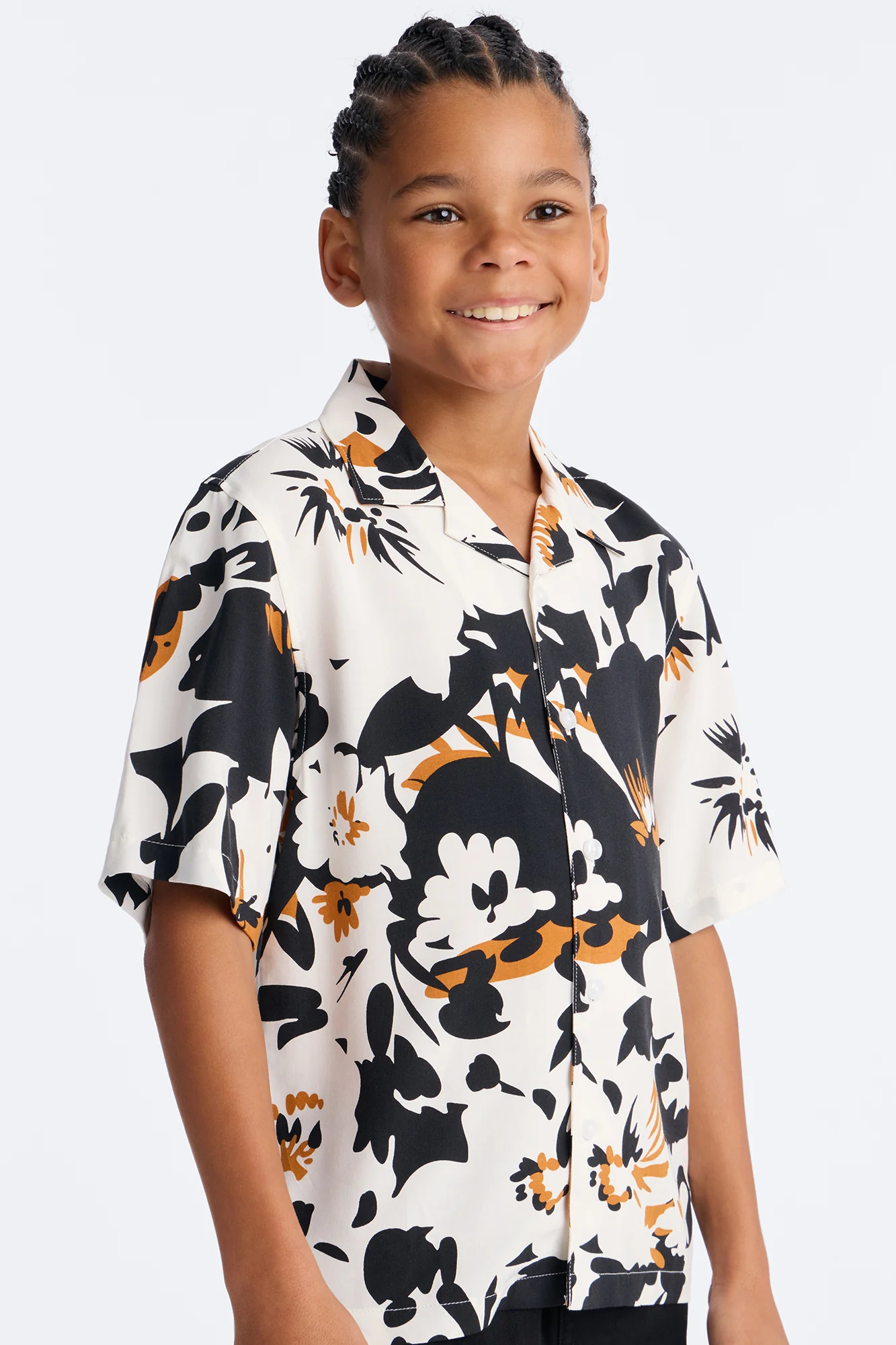 Mini Never Bored Short Sleeve Button Down Shirt - White/Black