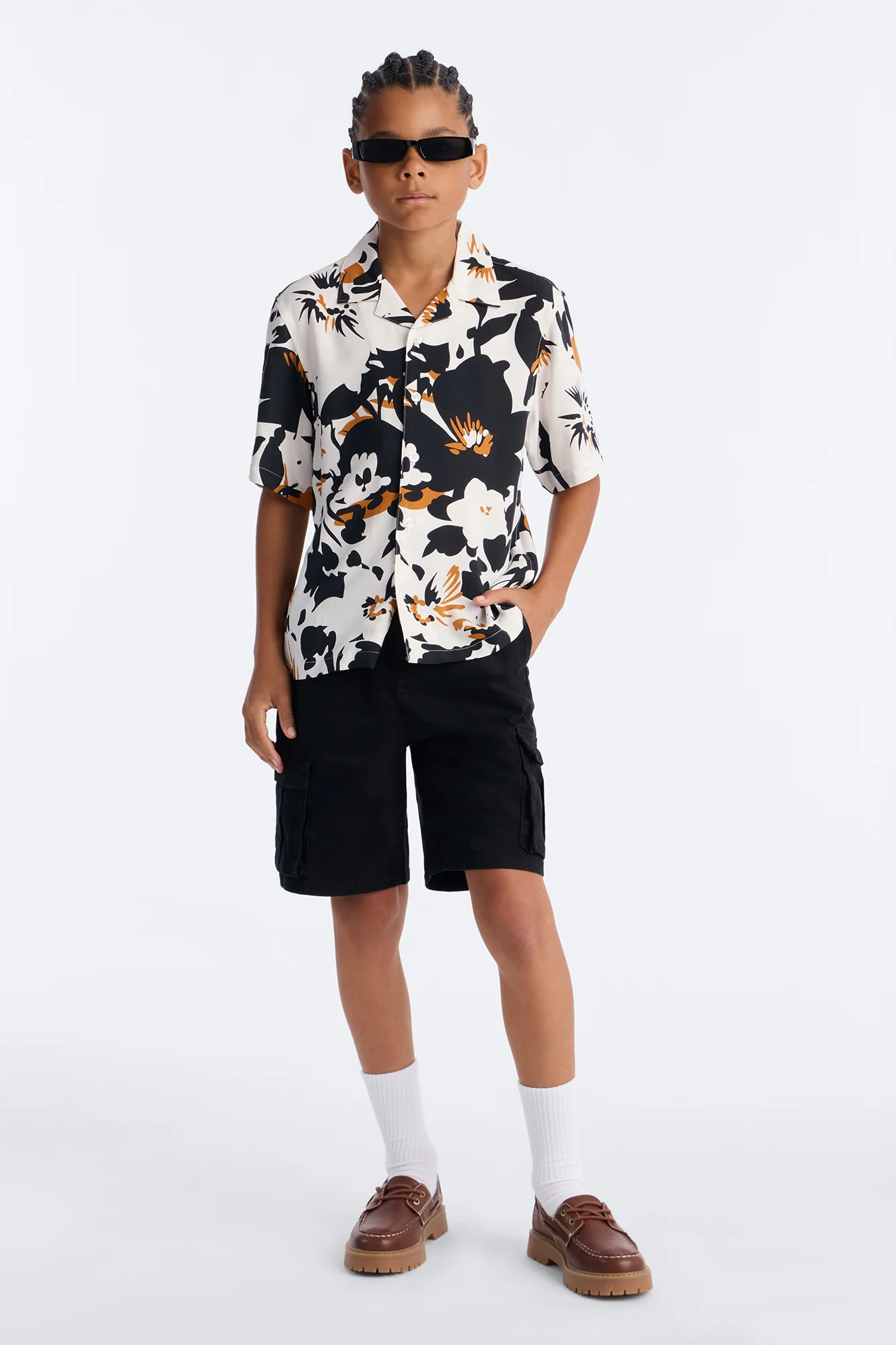 Mini Never Bored Short Sleeve Button Down Shirt - White/Black - Image 2