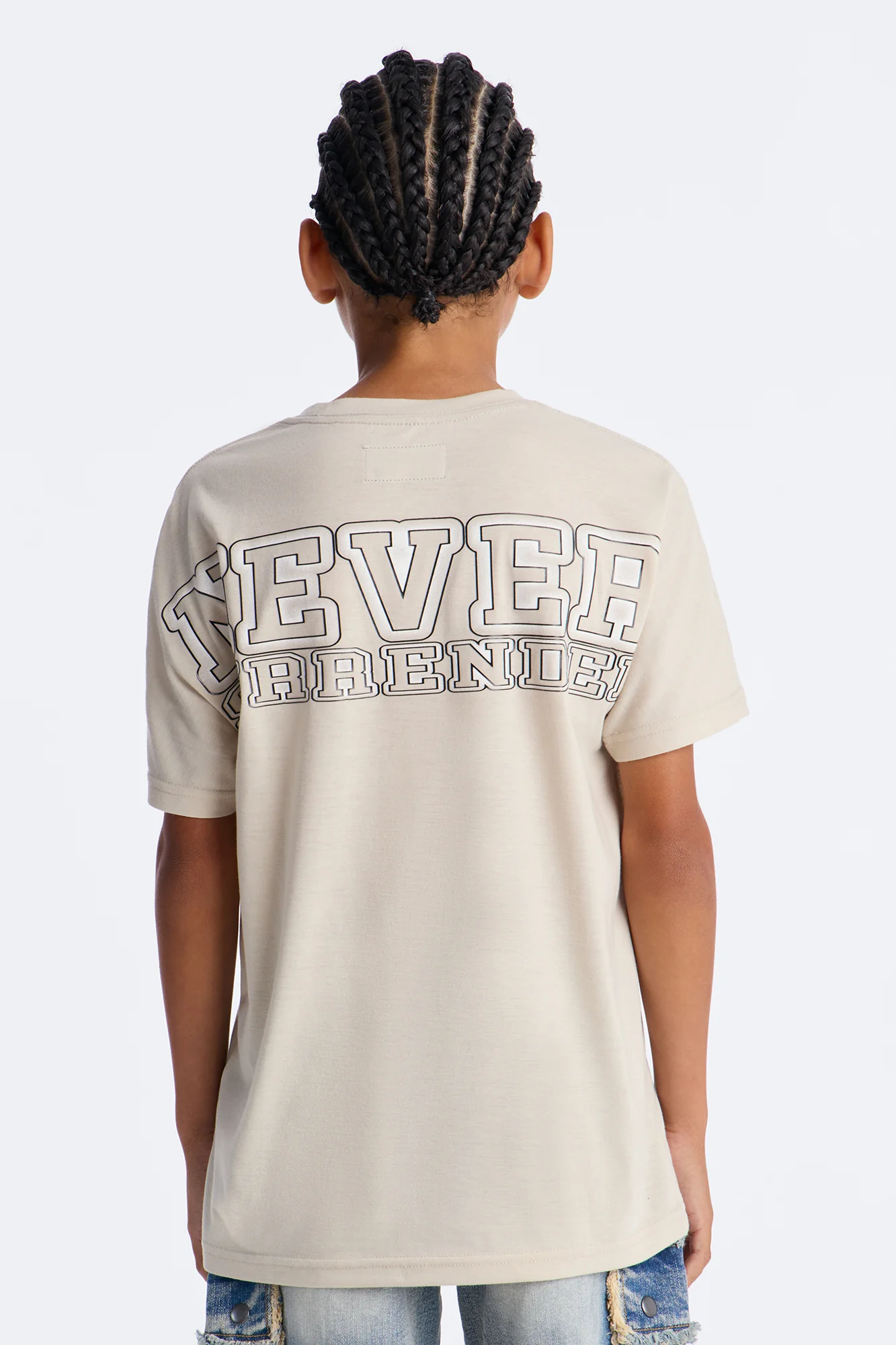 Mini Never Surrender Short Sleeve Front/Back Tee - Stone