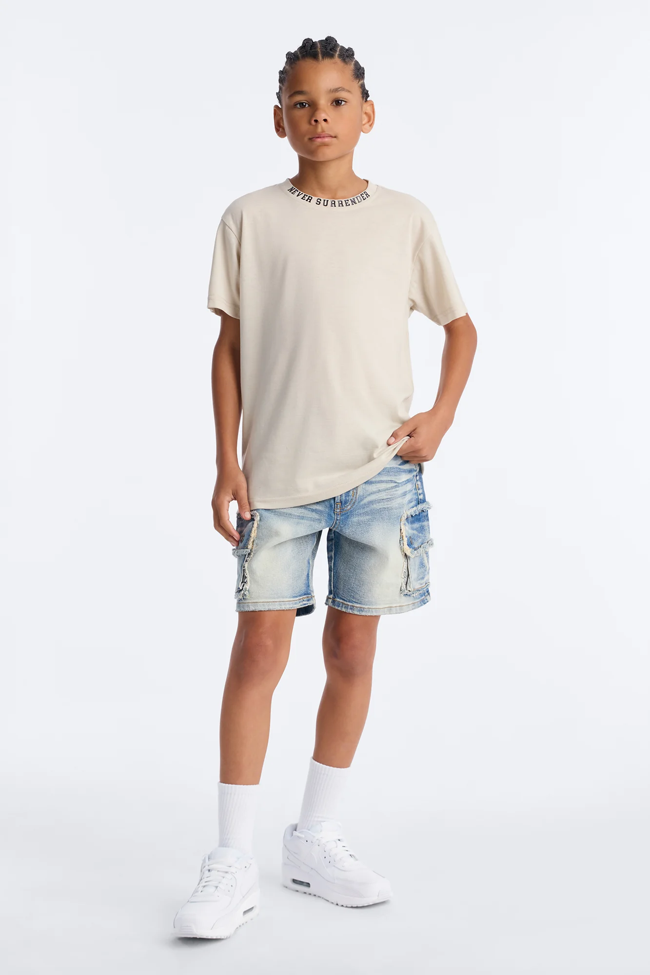 Mini Never Surrender Short Sleeve Front/Back Tee - Stone - Image 2