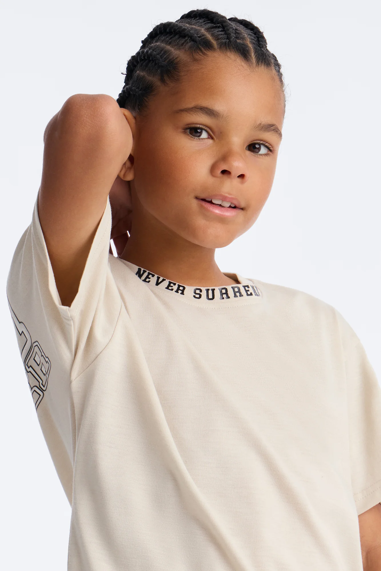Mini Never Surrender Short Sleeve Front/Back Tee - Stone - Image 4