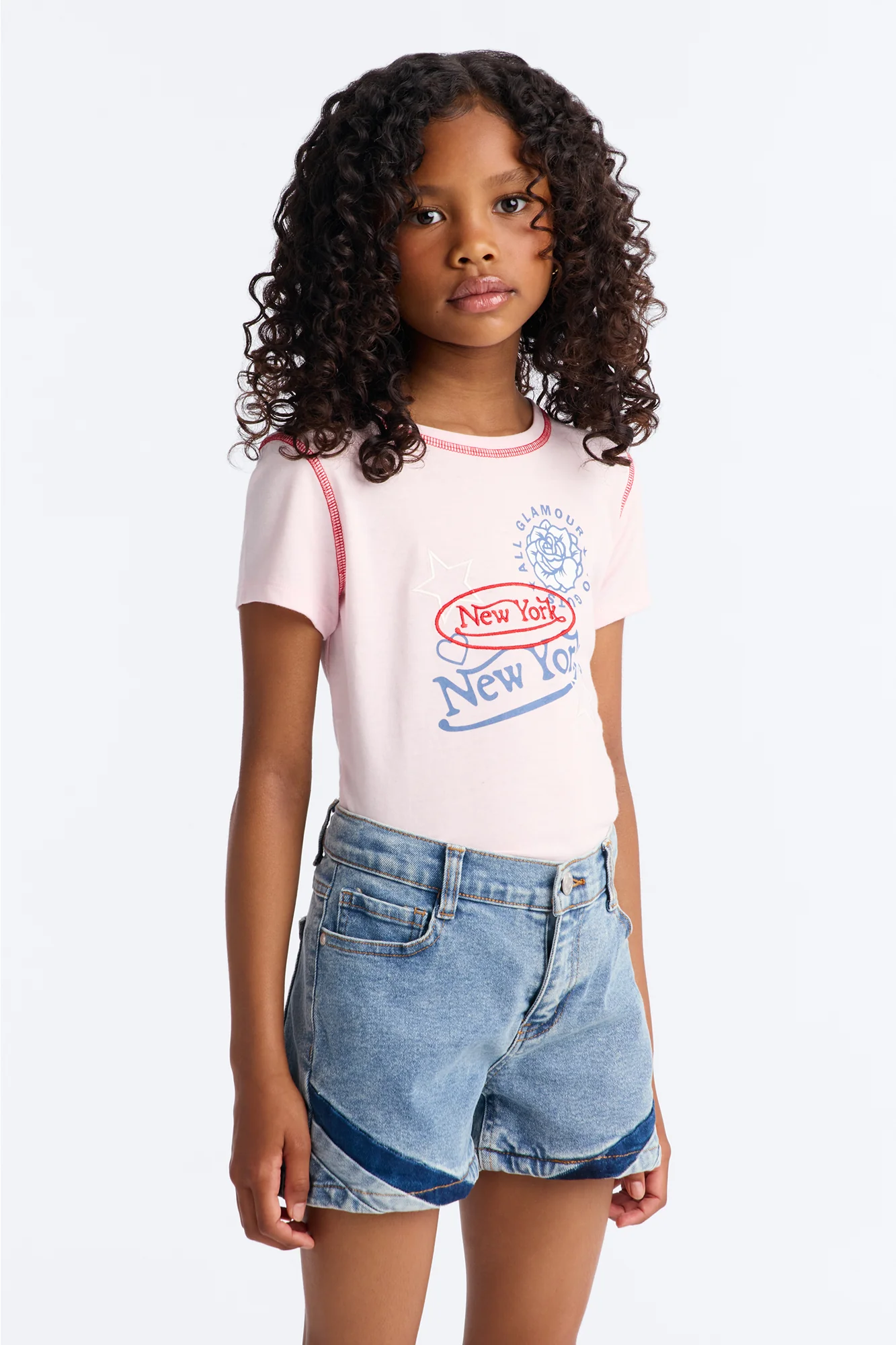 Mini New York All Glamour Short Sleeve Tee - Light Pink