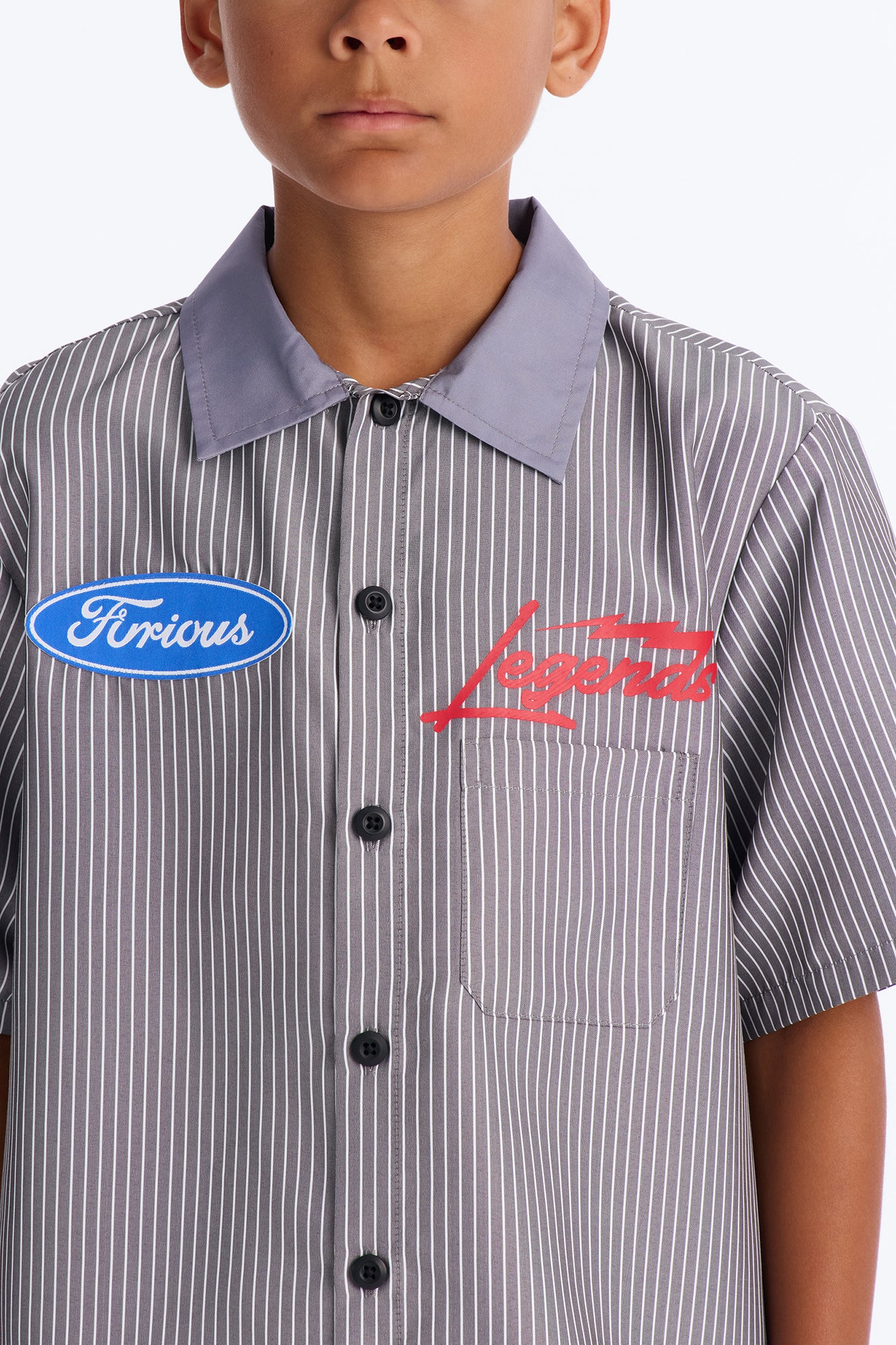 Mini No Questions Asked Striped Button Up Shirt - Black - Image 4