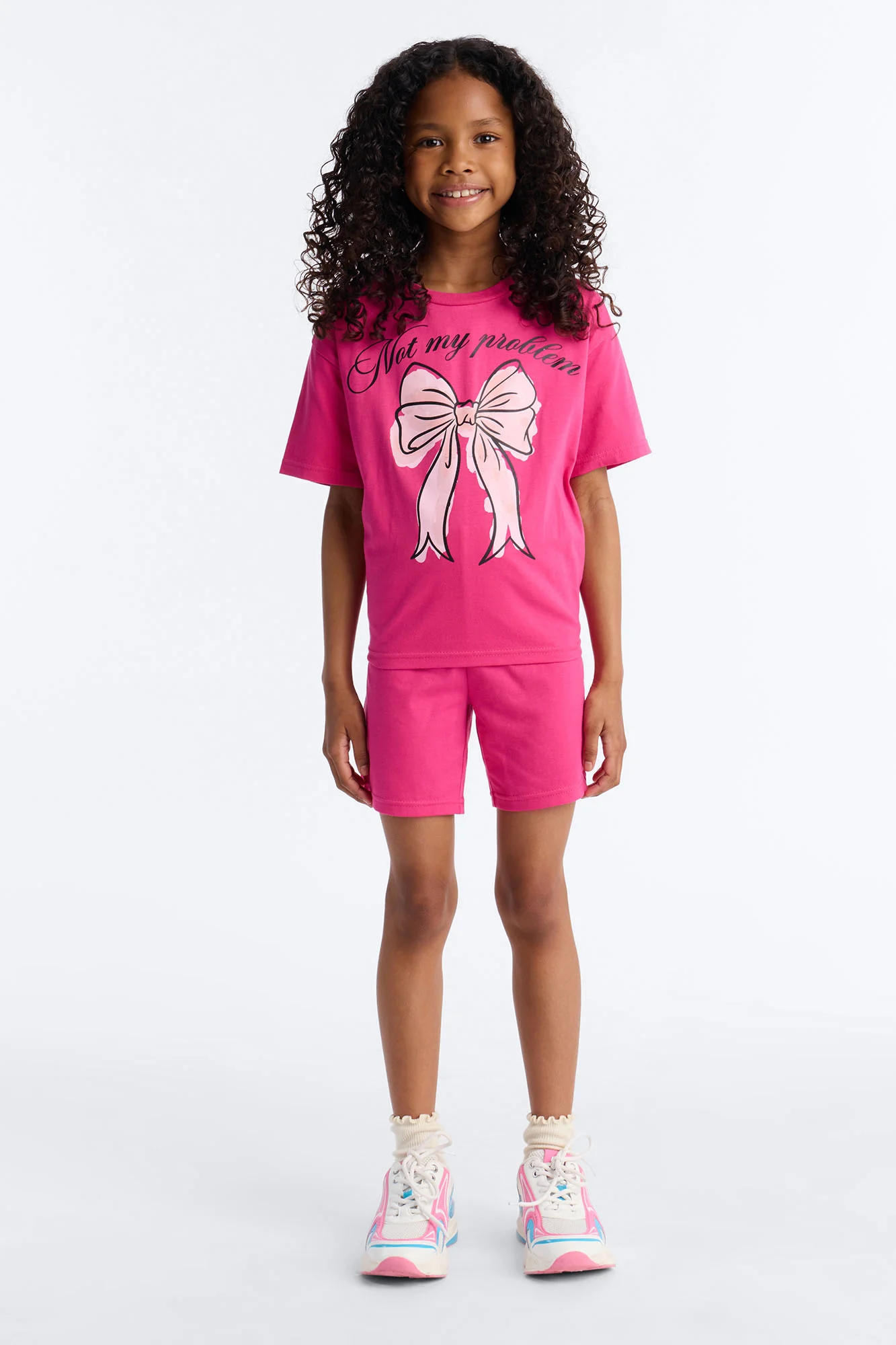 Mini Not My Problem Short Set - Hot Pink - Image 2