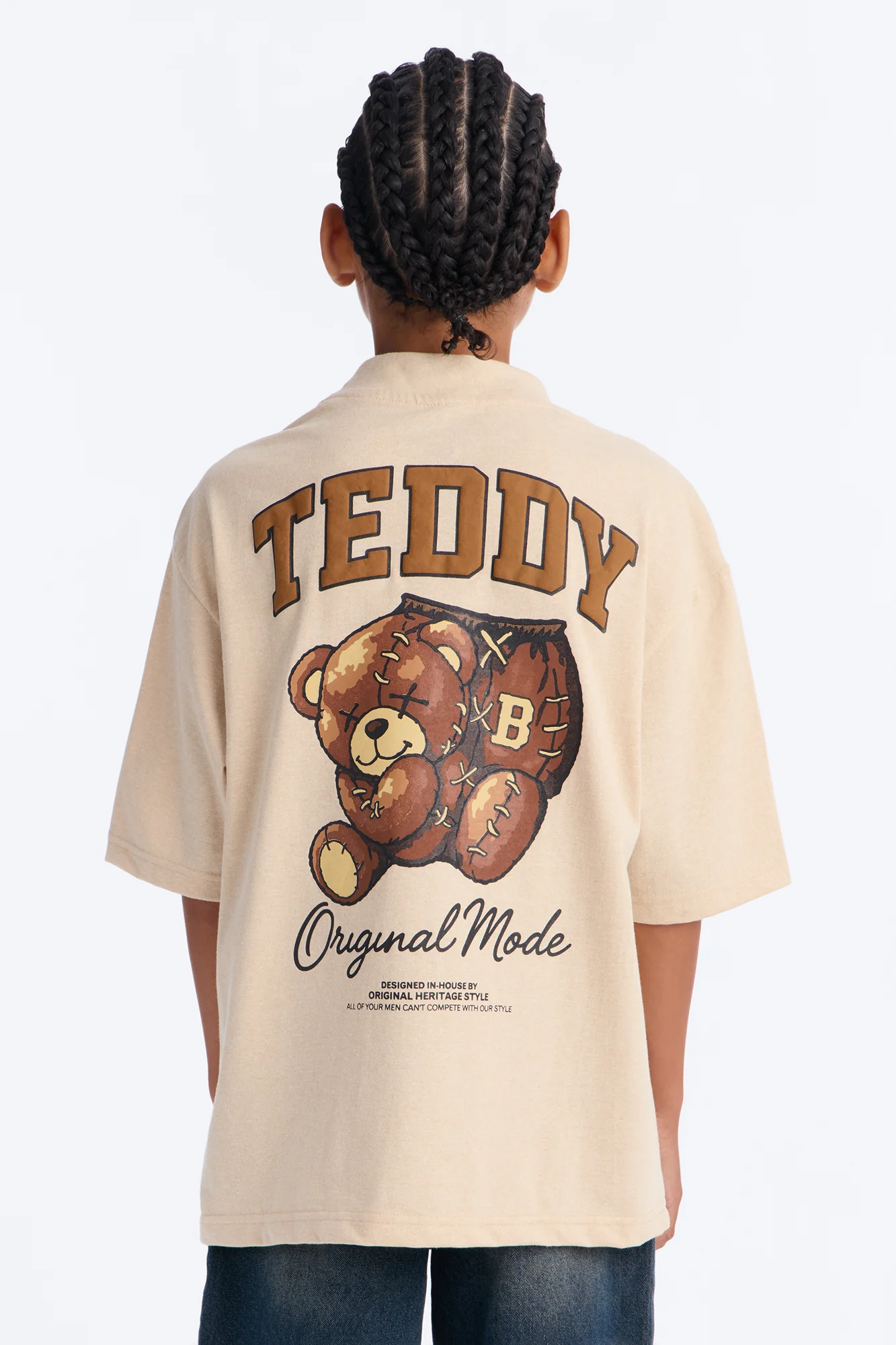 Mini Original Teddy Short Sleeve Front/Back Tee - Sand - Image 4