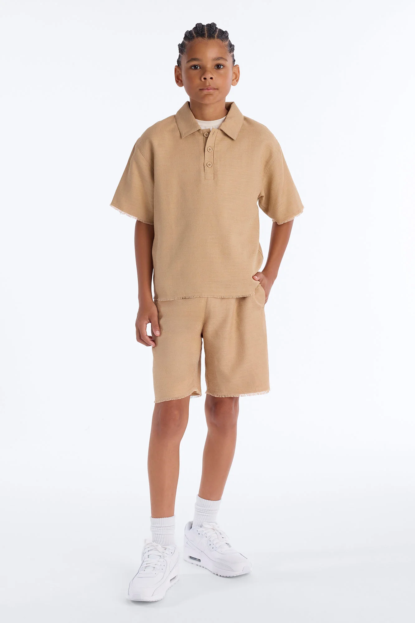 Mini Oversized Tropic Fearless Polo Shirt - Tan - Image 3