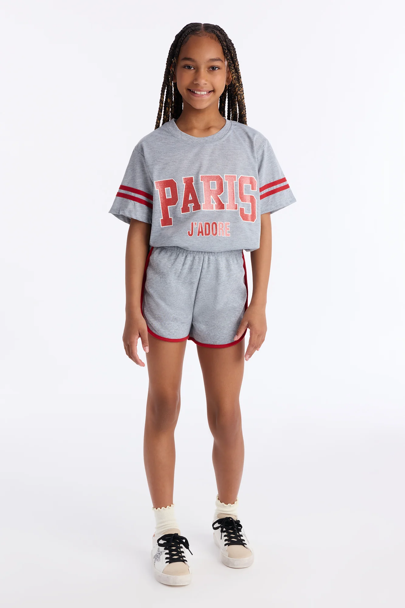 Mini Paris J'Adore Short Set - Heather Grey