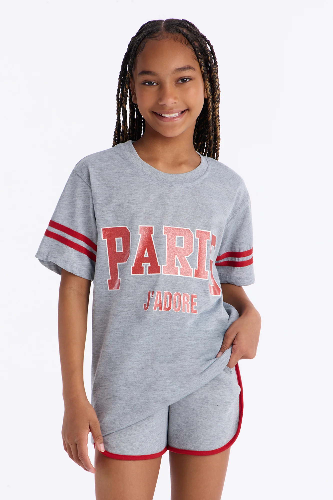 Mini Paris J'Adore Short Set - Heather Grey - Image 2