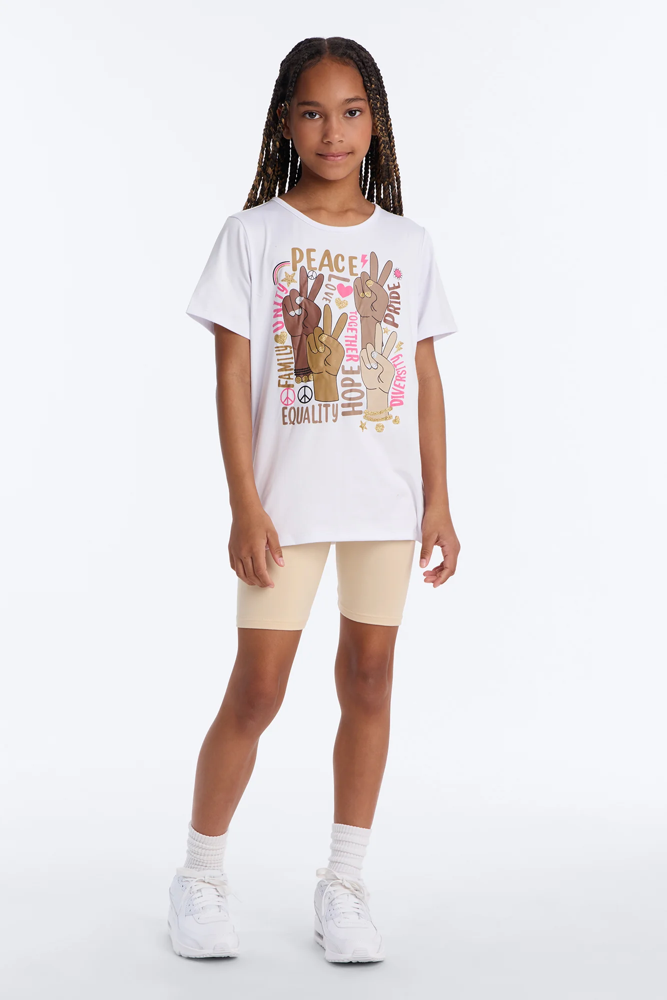 Mini Peace And Equality Bike Short Set - White/combo