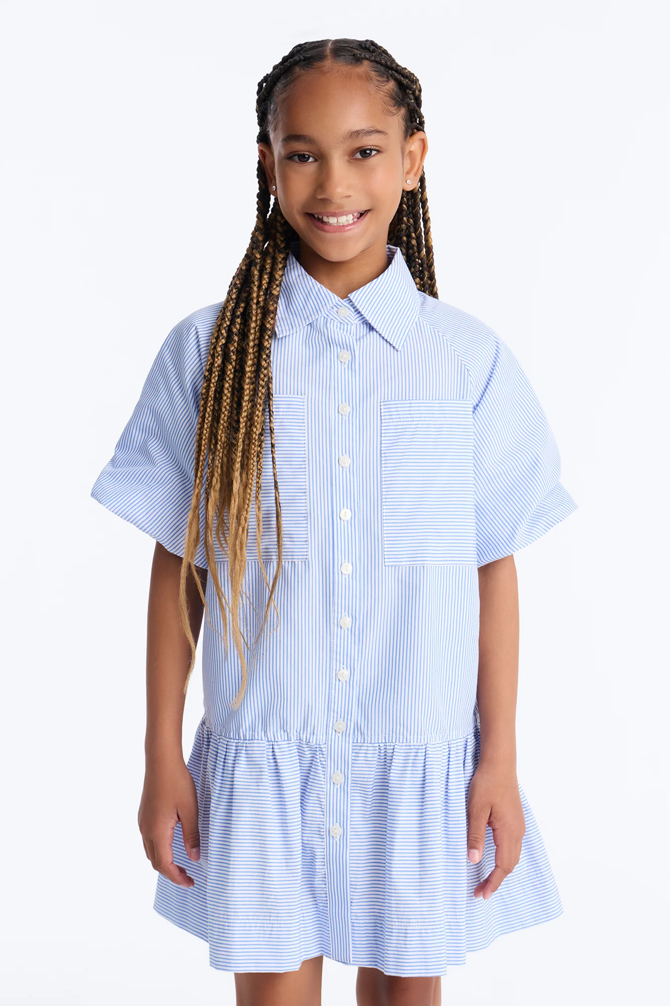 Mini Phone Calls Pinstripe Mini Dress - Blue/combo - Image 2
