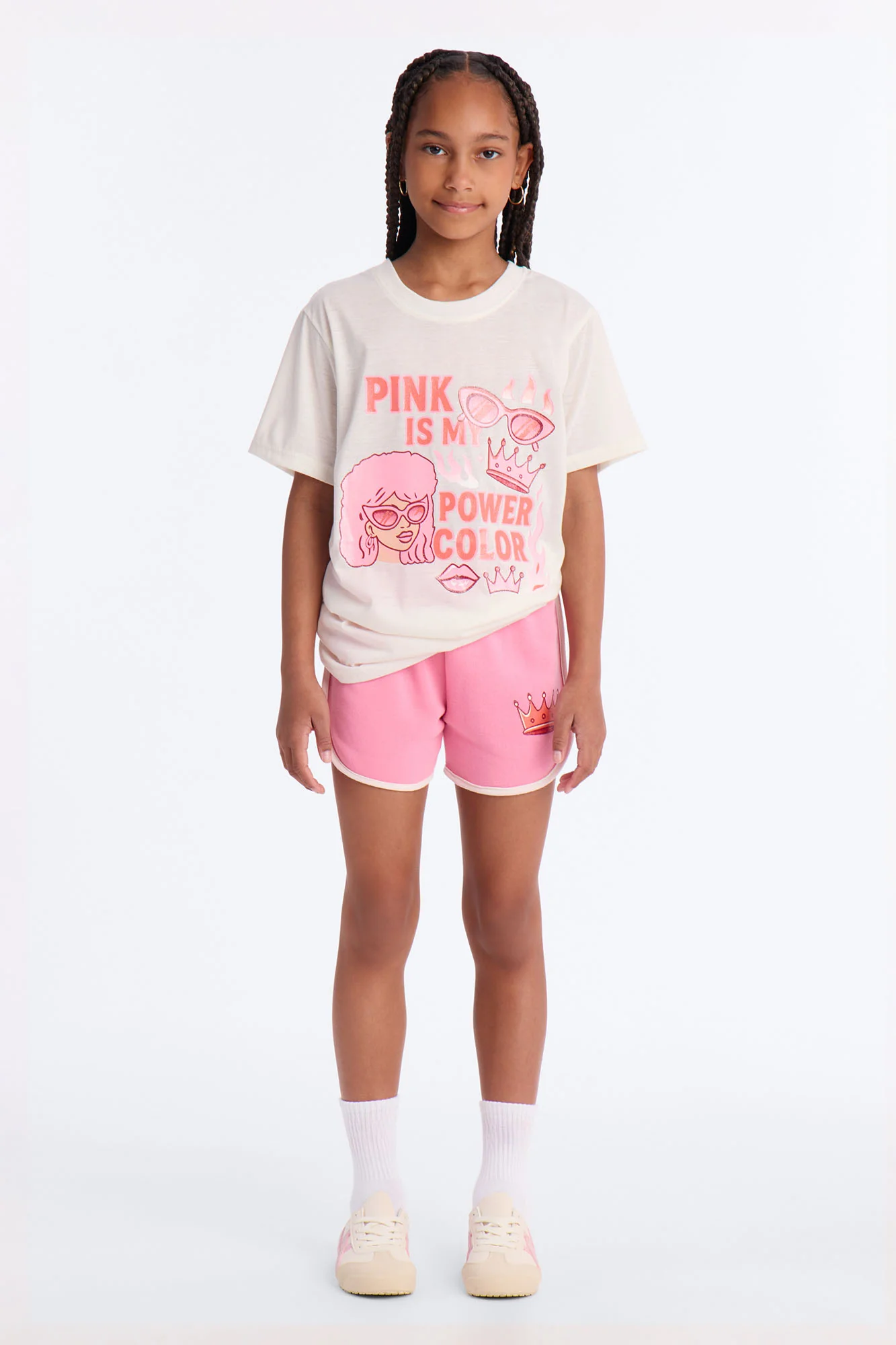 Mini Pink Is My Power Color Short Set - Pink/combo